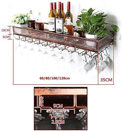 Vintage Wall Wine Rack - Black 80x35cm for Bar & Glass Storage