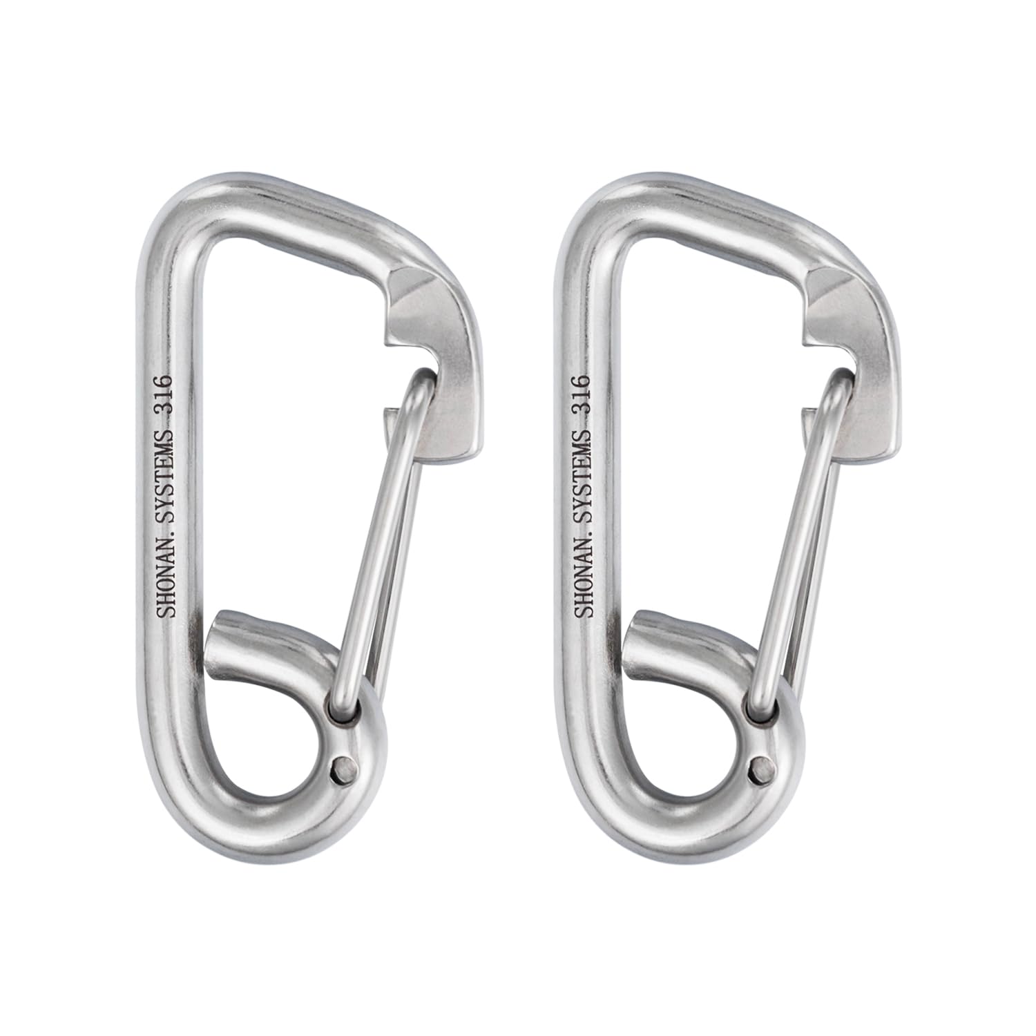 SHONAN Heavy Duty Stainless Steel Marine Boat Hooks with Carabiner - Secure Rope Clips for Jet Ski, Kayak, Boat Dock Lines - Perfect for Water Sports, Boating Safety & Marine Applications