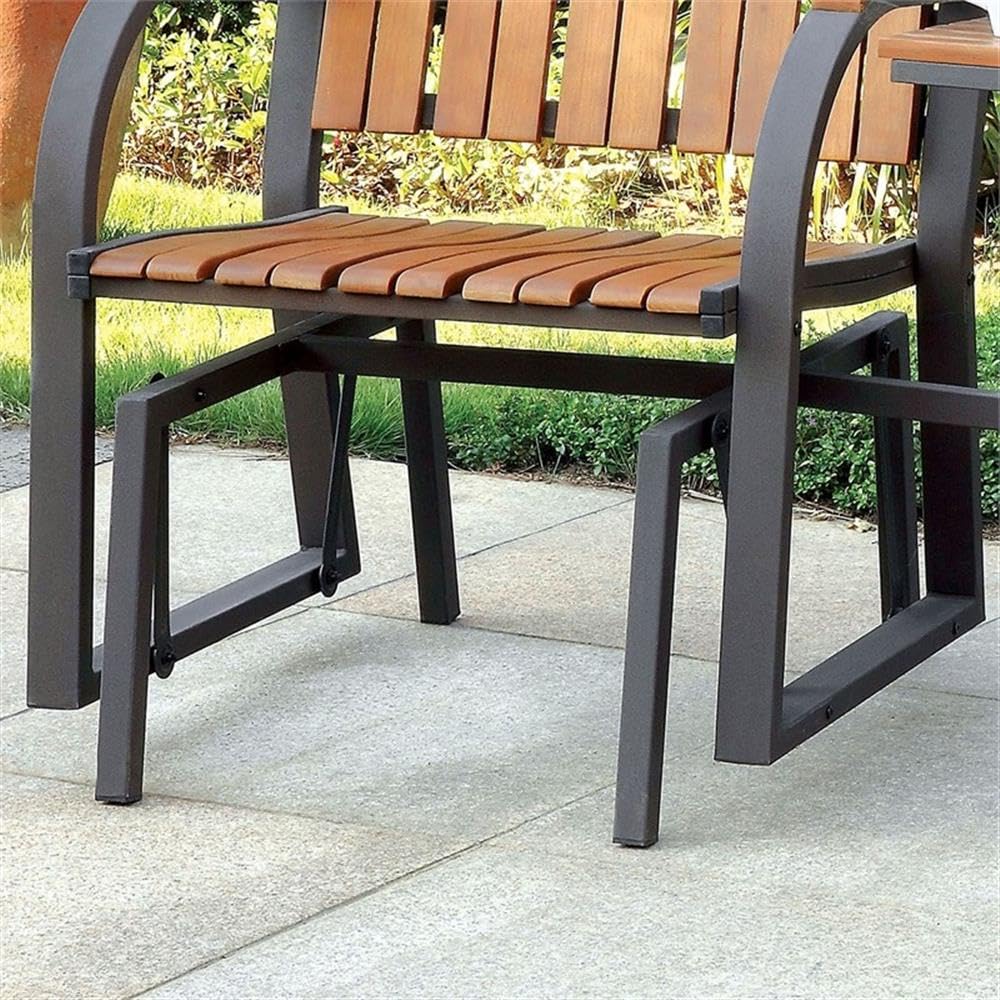 Dwight Metal 3-Piece Patio Rocker Conversation Set in Oak - Outdoor Furniture for Garden, Porch & Backyard Relaxation