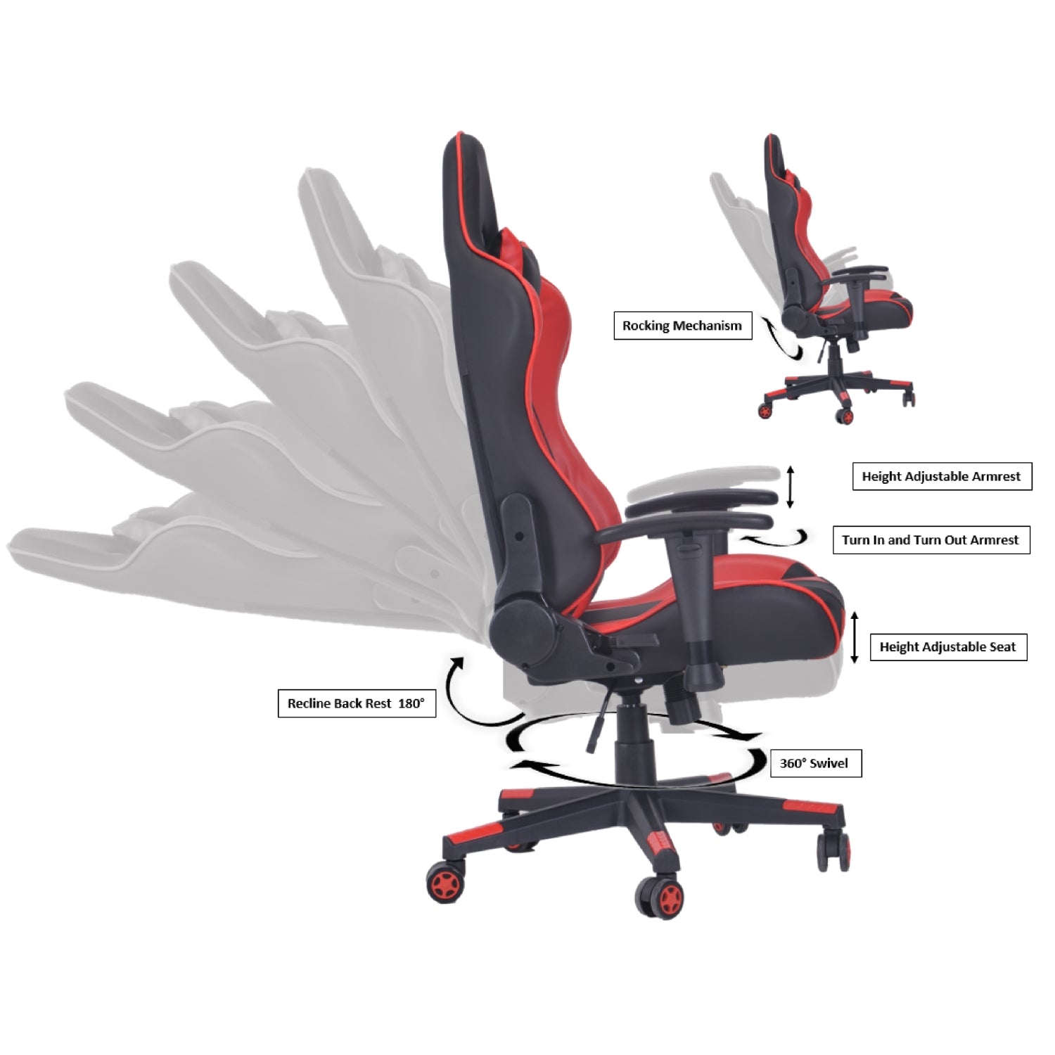 PRO X Series 7001 Ergonomic Gaming Chair - Black, Red & White Colors - Perfect for PC, Console & Office Gaming Setup