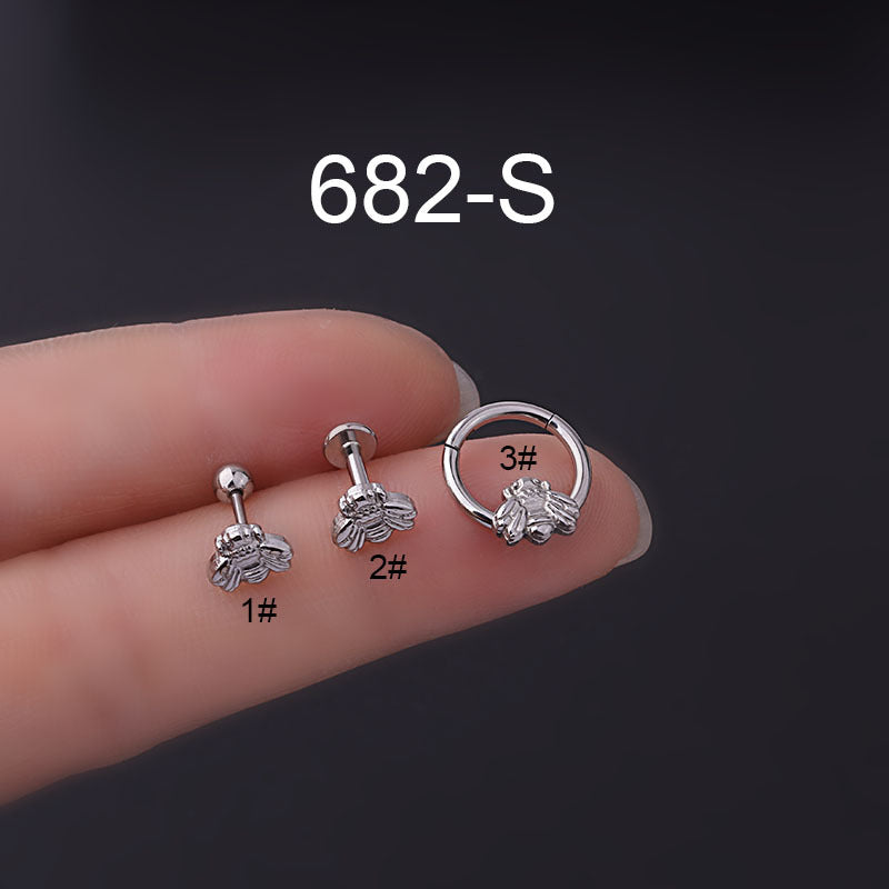 20G Cartilage Labret Back Stud Bee Nose Clicker Septum Ring - Stainless Steel Body Jewelry for Piercing | Perfect for Nose, Ear, Septum & Lip Piercings | HSPJ682
