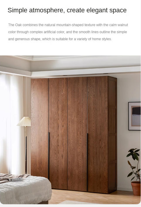 Solid Oak Wood Wardrobe - Spacious & Durable Closet Organizer for Bedroom, Living Room, or Walk-In Closet Storage