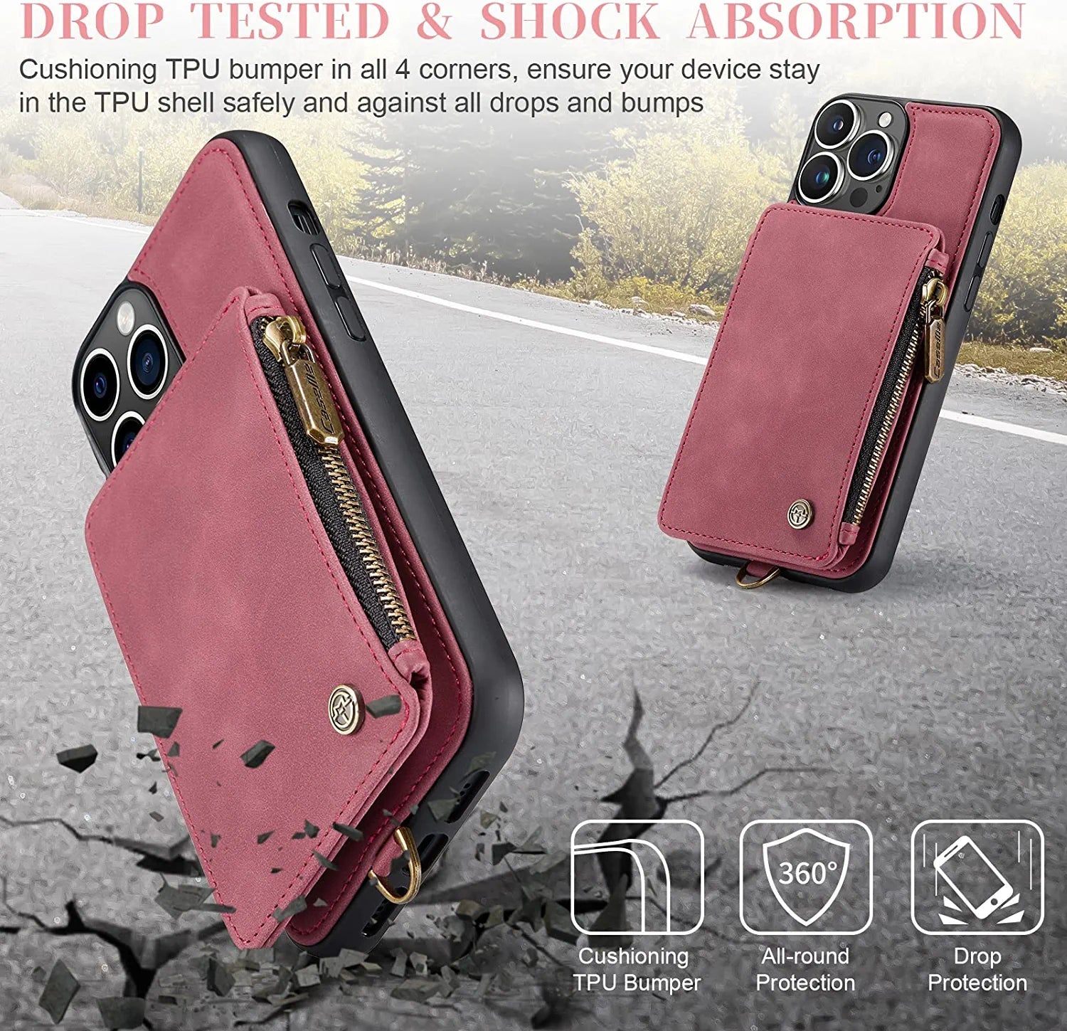 Premium Genuine Leather iPhone 14 Pro Max Case with Built-in Card Holder - Slim Protective Cover for Daily Use, Travel & Business (2022 Model)