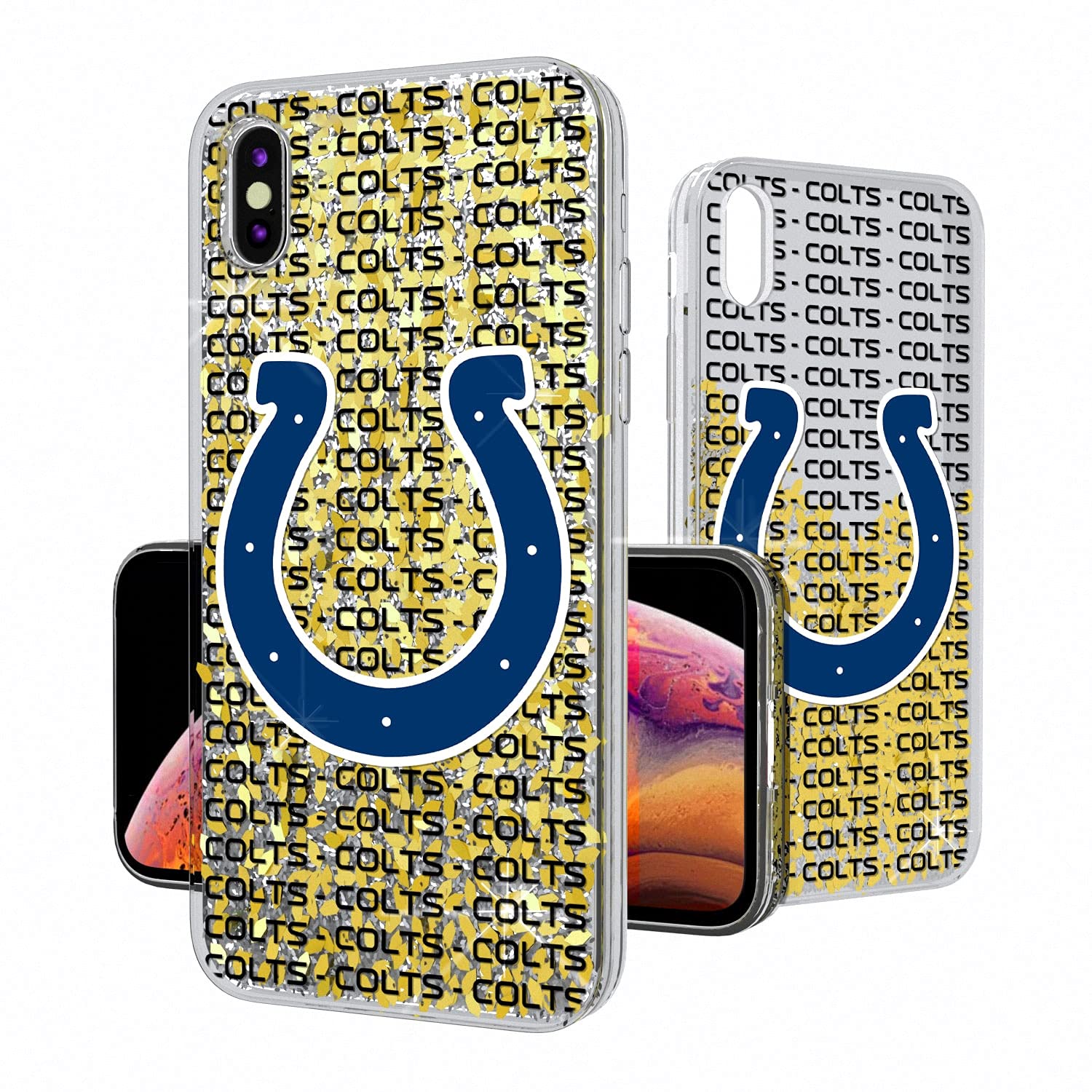 Indianapolis Colts Glitter iPhone Case - Durable Protective Cover with Text Backdrop Design for iPhone 11/12/13/14/15 - Perfect for Game Day, Fan Gifts & Showcasing Team Spirit
