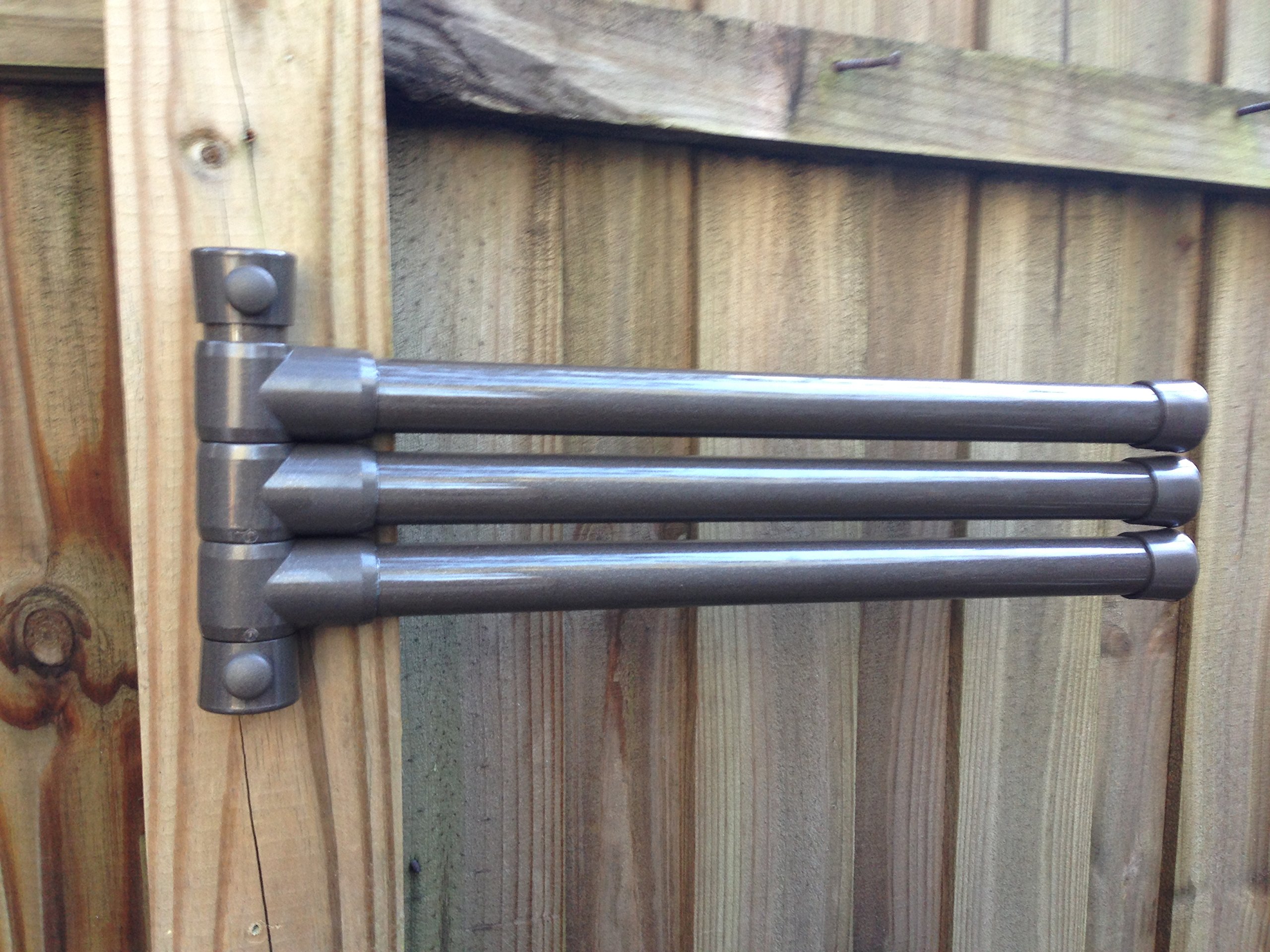 Outdoor Lamp Co. Wall Mounted 3-Bar Patio Towel Holder Rack - Metallic Bronze Finish for Poolside, Backyard & Bathroom Organization