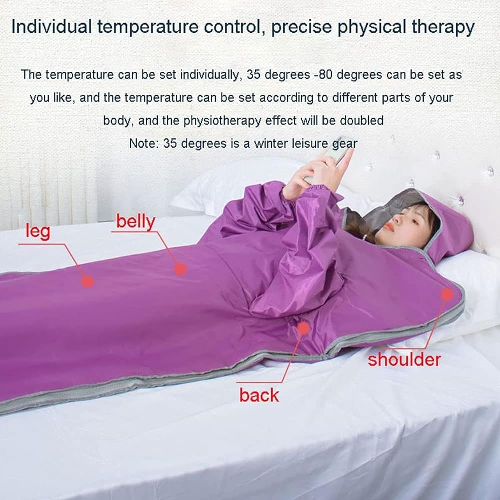 Wrobelax Infrared Sauna Electric Blanket - Safe & Waterproof Steam Blanket for Fat Burning, Spa Detox & Body Shaping | Remote Control Home Use | Perfect for Relaxation, Weight Loss & Post-Workout Recovery (Purple)