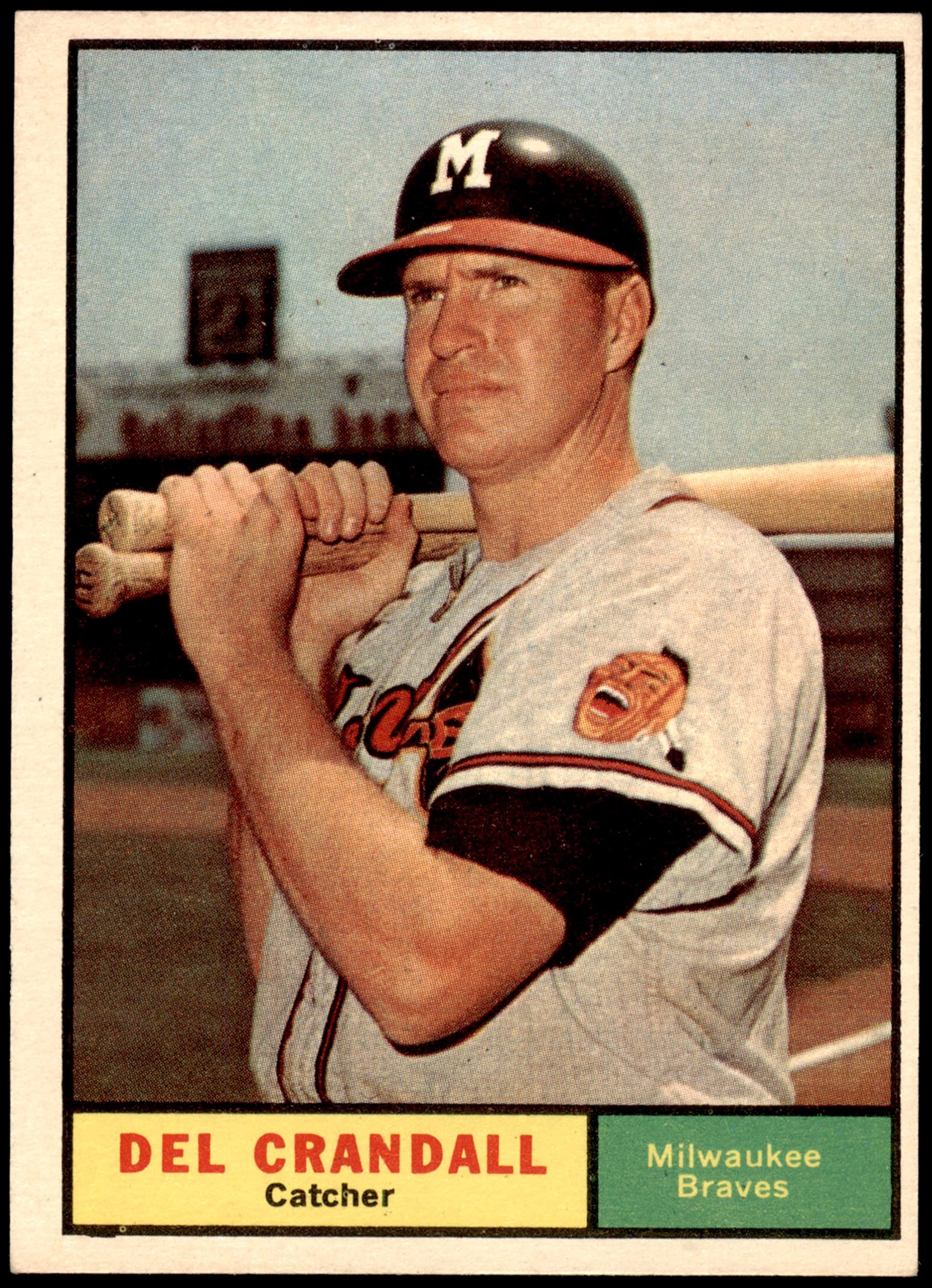 1961 Topps #390 Del Crandall Milwaukee Braves Baseball Card - EX Condition - Vintage MLB Collectible for Sports Memorabilia & Fan Display