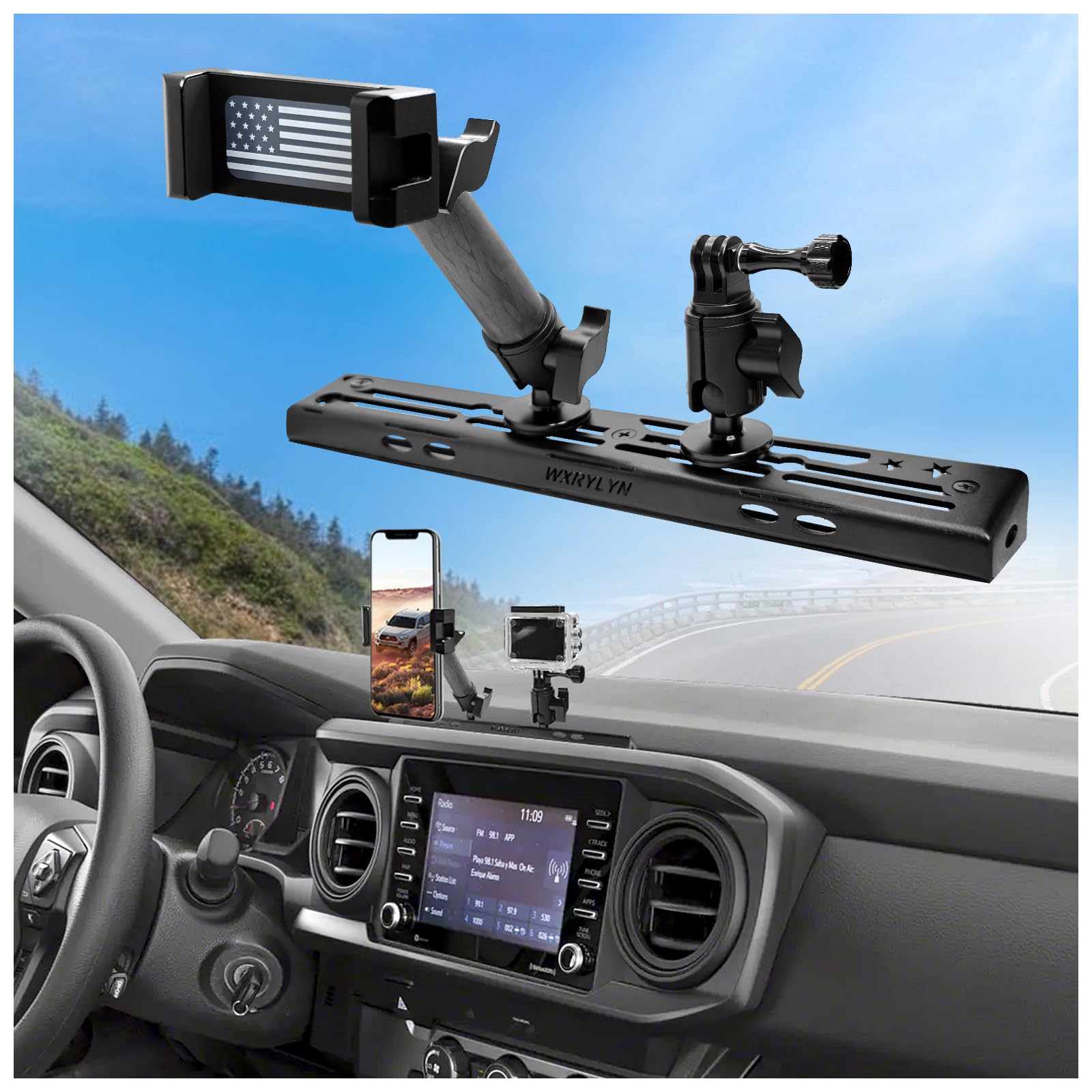 2023 Toyota Tacoma Dash Phone Mount Holder - Universal Fit for 2016-2023 Models, Heavy Duty Metal Car Phone Stand - Perfect for GPS Navigation & Hands-Free Driving