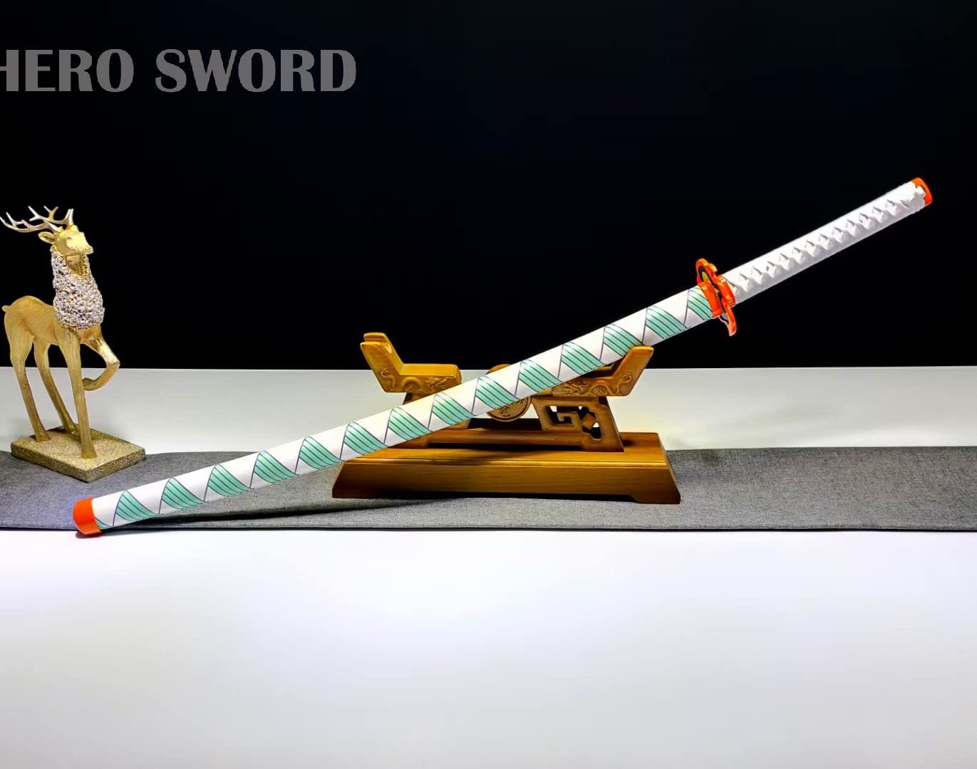 Handmade 1095 High Carbon Steel Demon Slayer Katana Sword - HERO SWORD Agatsuma Zenitsu Cosplay Knife, Sharp Japanese Anime Sword Real Weapon for Collectors, Martial Arts Training & Anime Conventions
