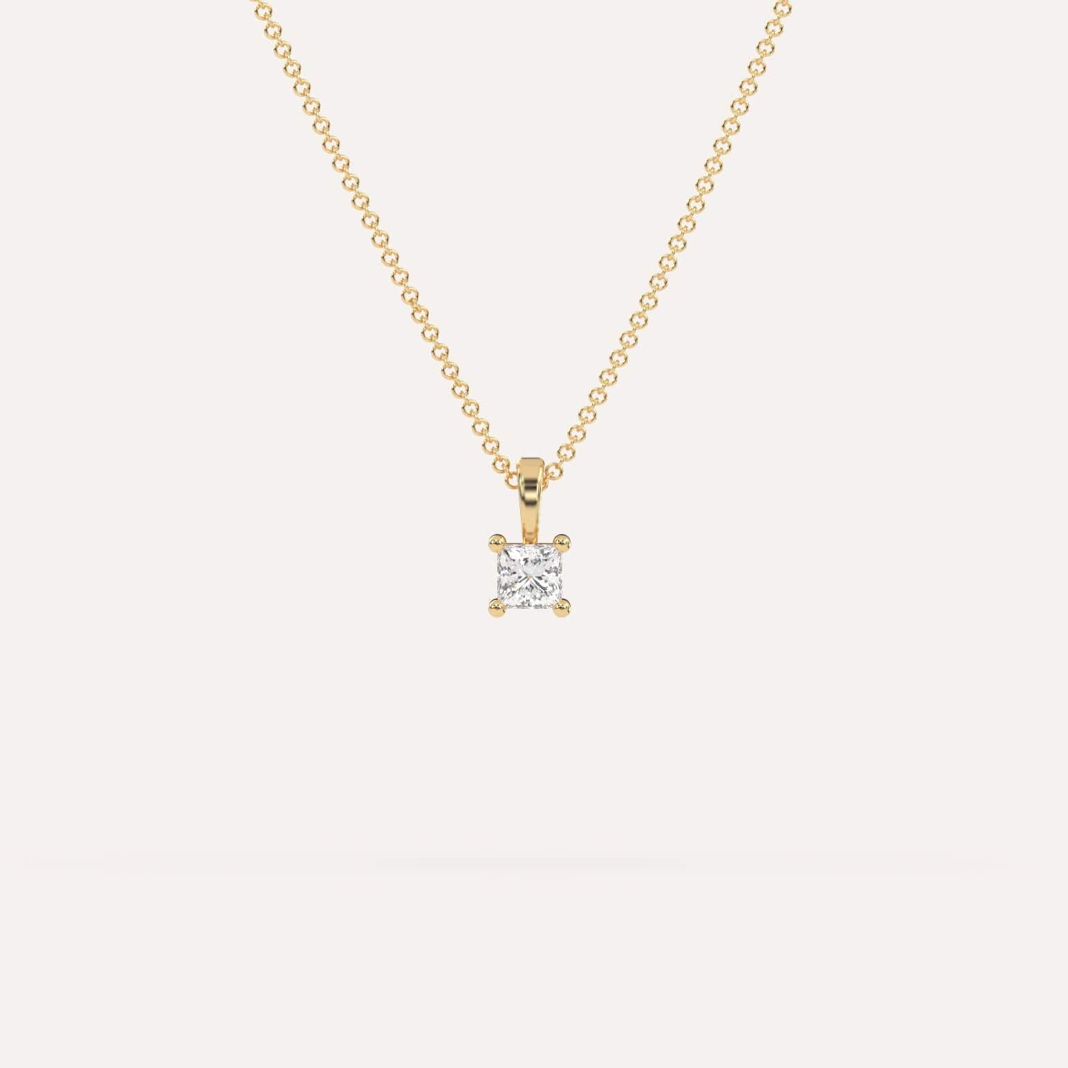 1/4 Carat Princess Cut Diamond Pendant Necklace for Women - Elegant 14K Gold Chain Jewelry Gift for Anniversary, Valentine's Day & Special Occasions