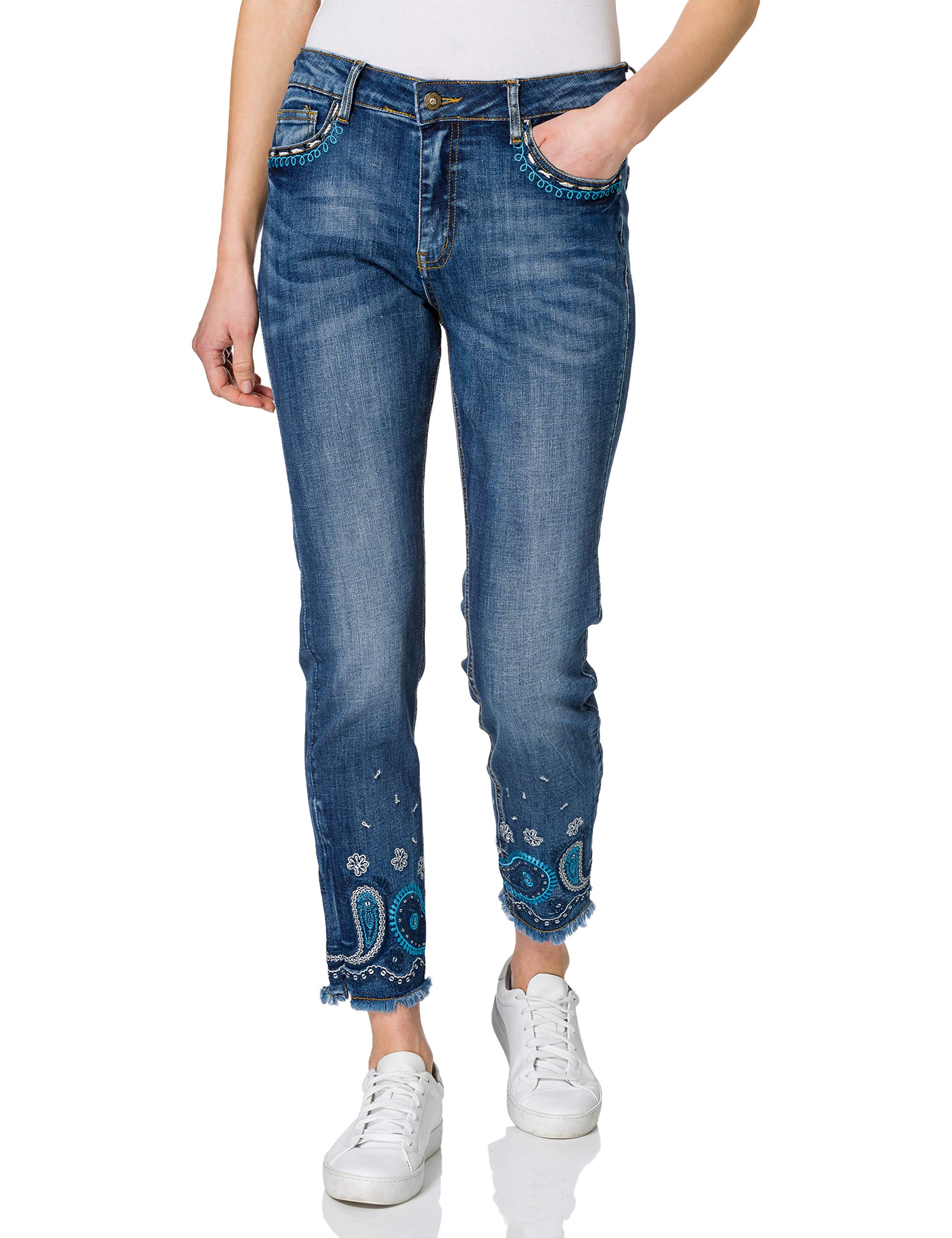 Desigual Women's Denim Ankle Jeans - High-Quality Stretch Skinny Jeans for Women | Perfect for Casual Wear, Office & Night Out