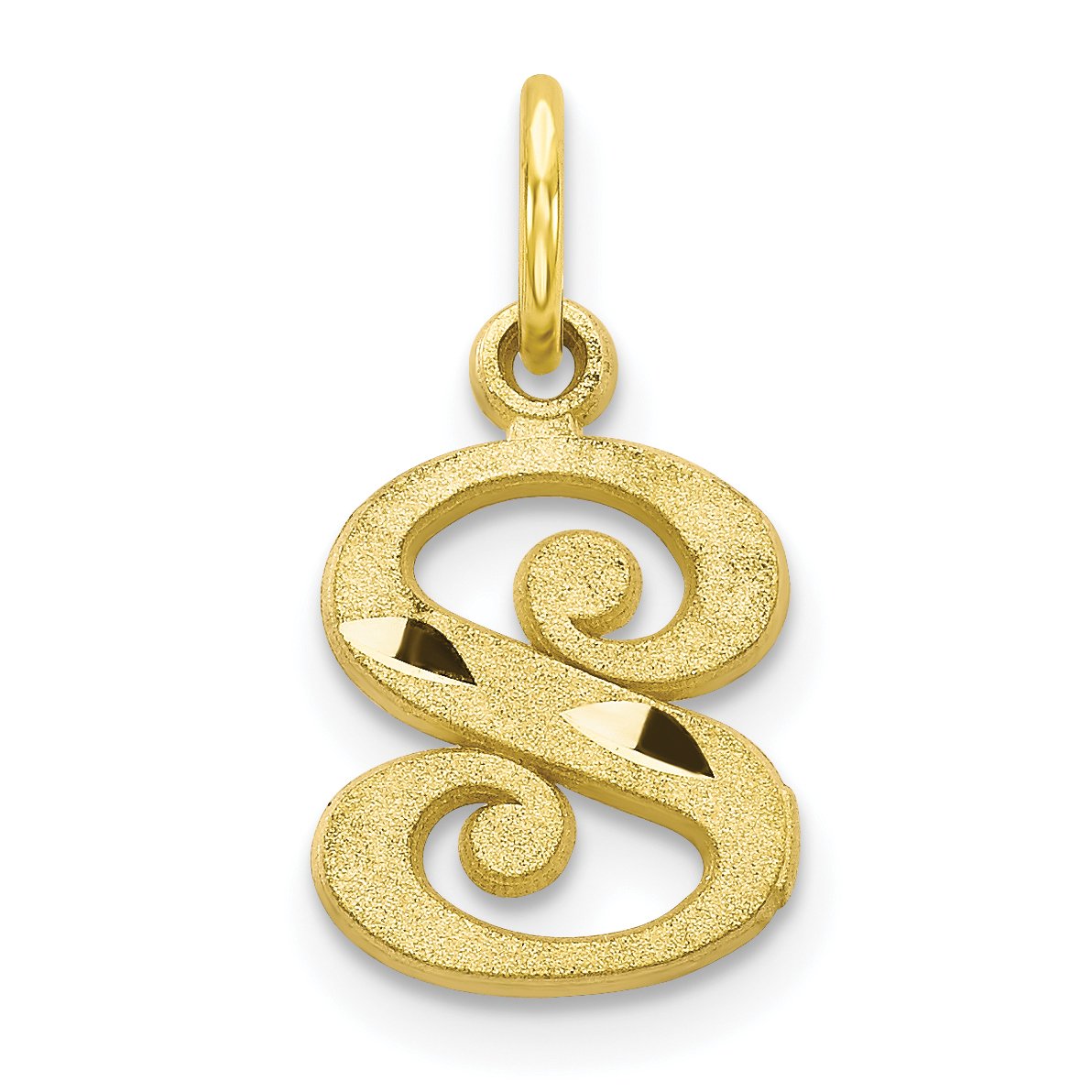 10K Yellow Gold Initial S Charm Pendant Necklace - Personalized Monogram Jewelry for Women - Perfect for Gifts, Anniversaries & Everyday Wear