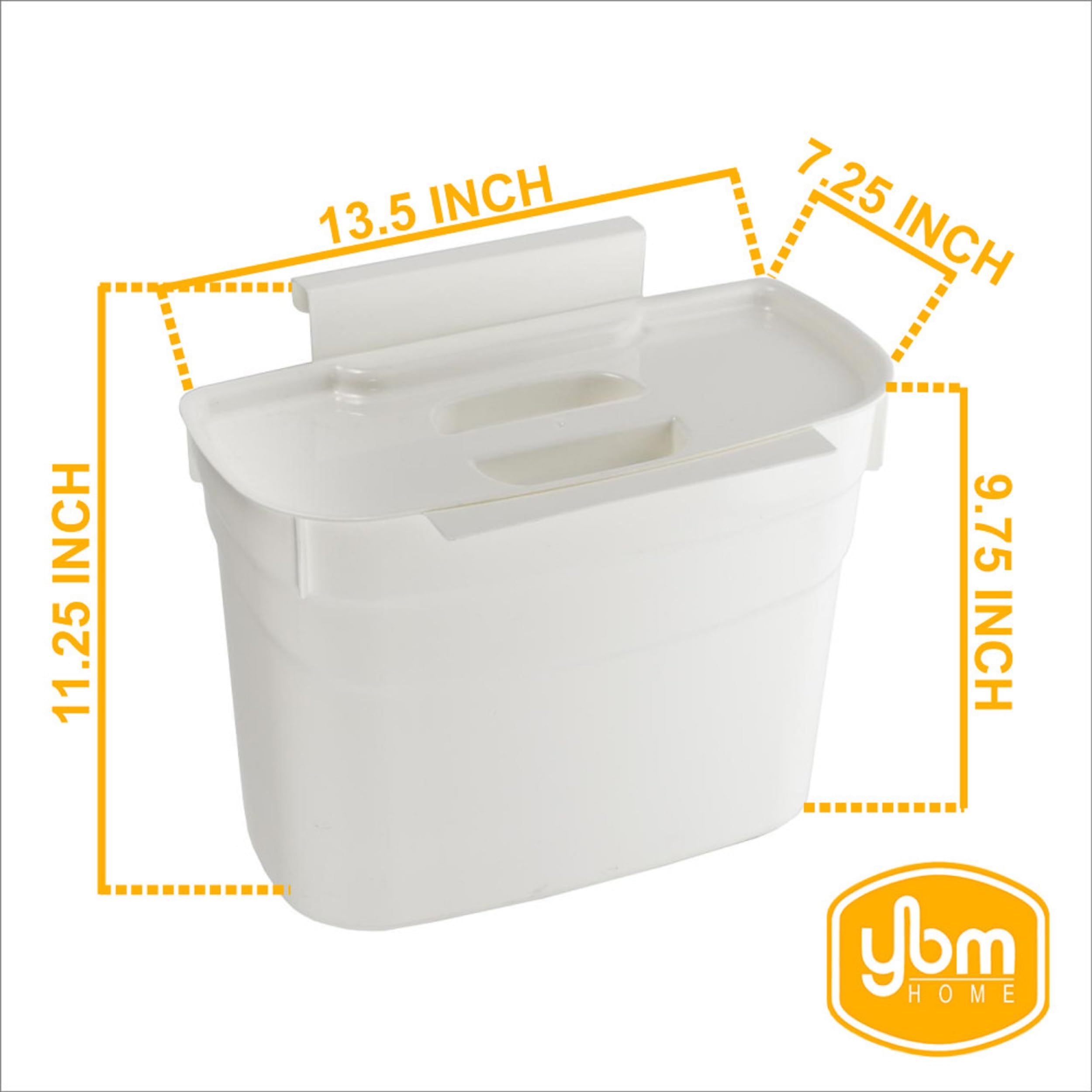 YBM Home Plastic Hanging Trash Can for Cabinet - Small Waste Bin for Kitchen, Bedroom, Kids Room & Office | Space-Saving Under Sink Garbage Can for Bathroom, Pantry & Closet Organization