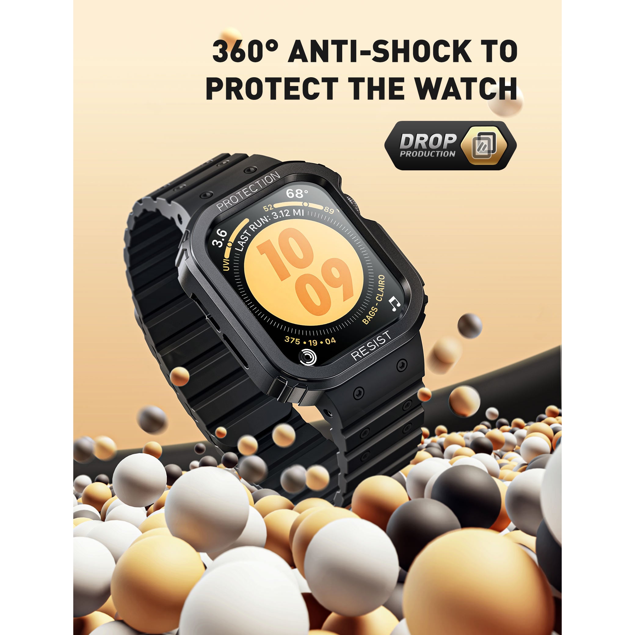 Apple Watch Unicorn Beetle Pro SEAL Case with Magnetic Band for 44mm/45mm Series - Black | Waterproof & Shockproof Protection for Outdoor Sports & Daily Wear