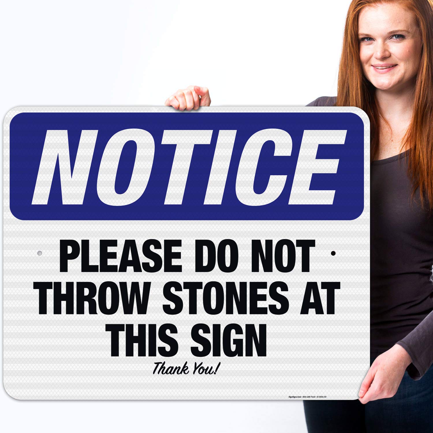 3M EGP Reflective OSHA Notice Sign - 24x30 Inches, .080 Aluminum, Fade Resistant for Indoor/Outdoor Use | 'Please Do Not Throw Stones' Safety Warning Sign | Made in USA - Perfect for Construction Sites, Parking Lots & Public Areas