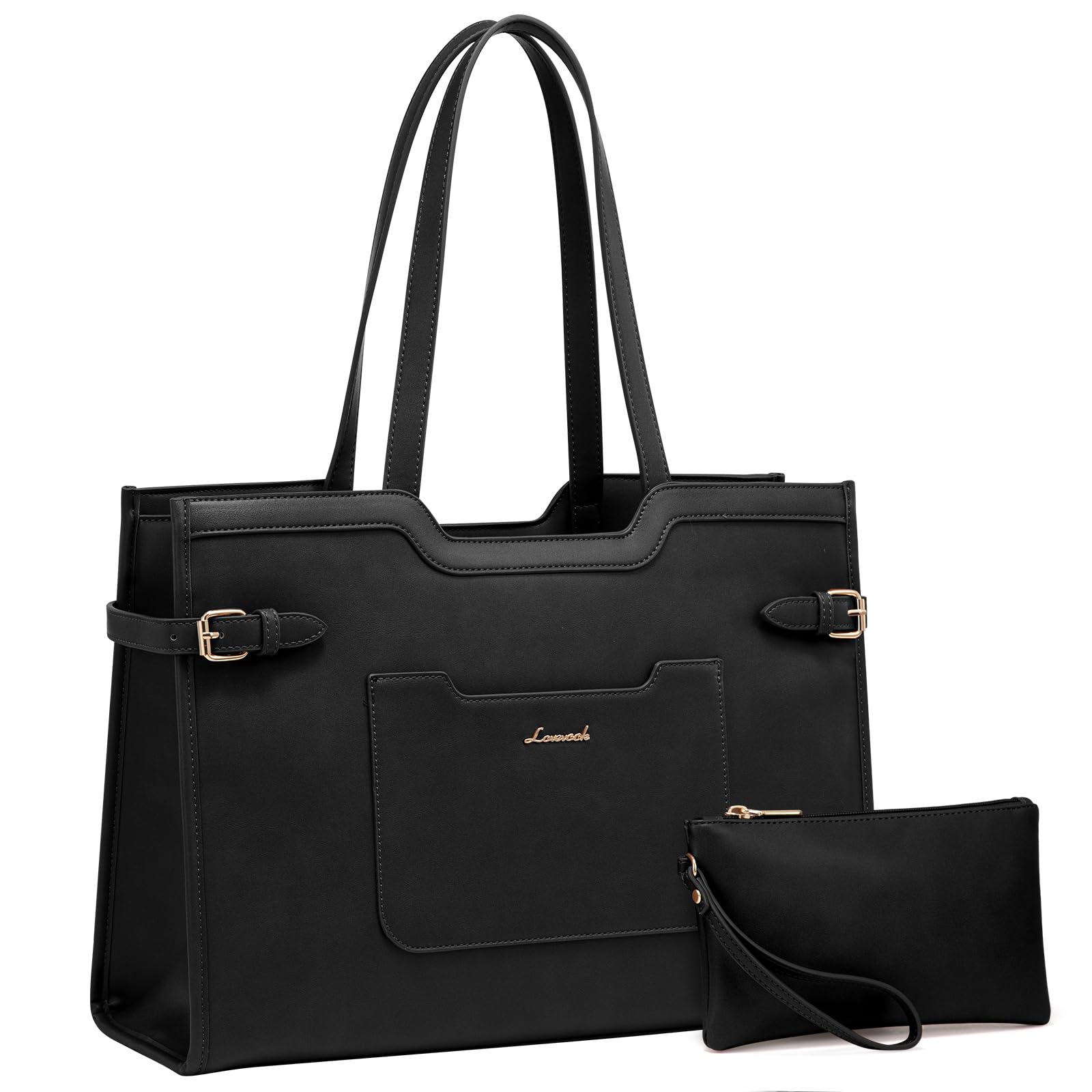 LOVEVOOK 17.3 Inch Leather Laptop Tote Bag for Women - Professional Work Computer Bag for Business, Office & Travel | Stylish & Durable Women's Work Bag