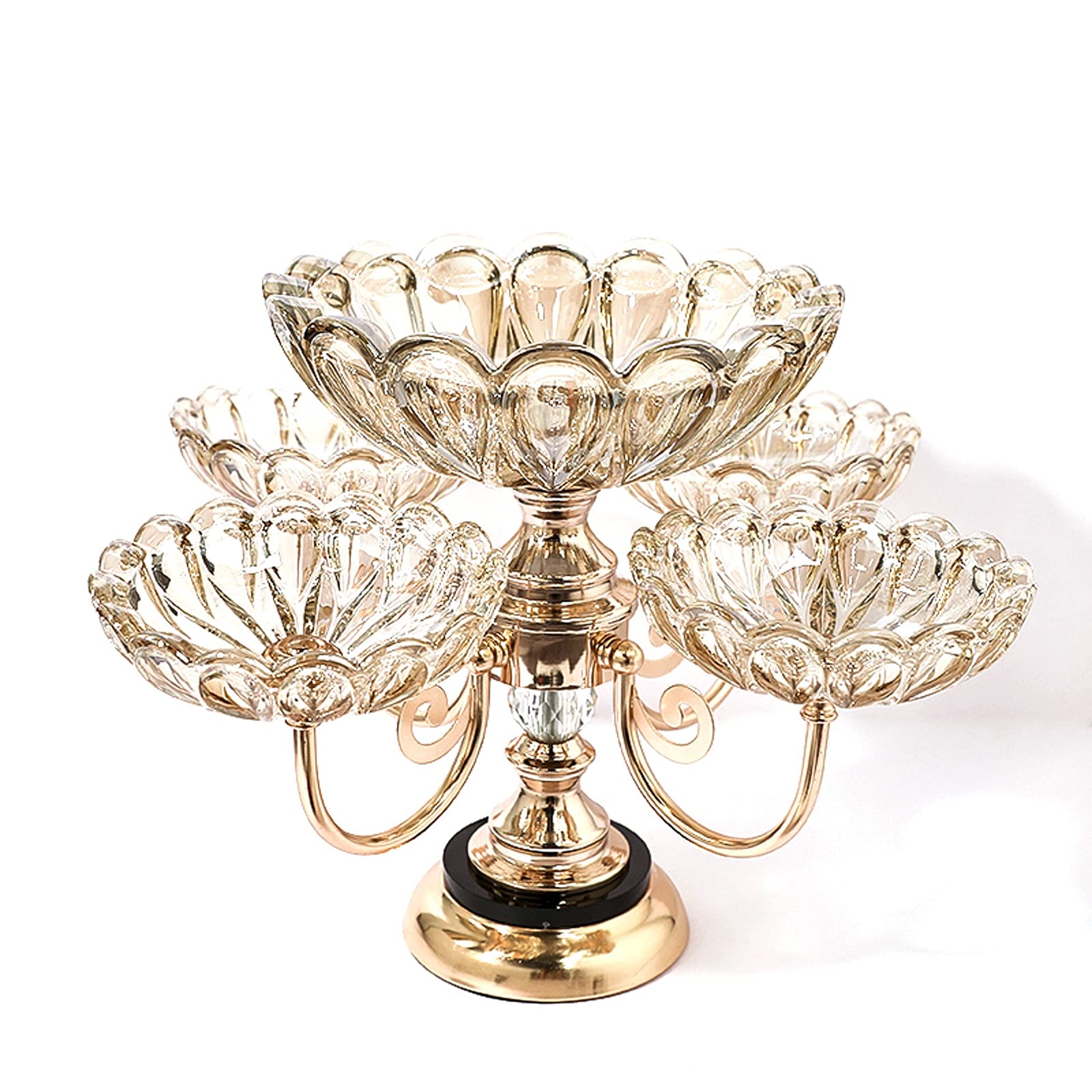 Luxury Multi-Layer Crystal Glass Fruit Bowl - Elegant Candy & Dessert Serving Plate for Home Decor, Living Room Coffee Table Centerpiece - Perfect for Parties, Weddings & Holiday Entertaining