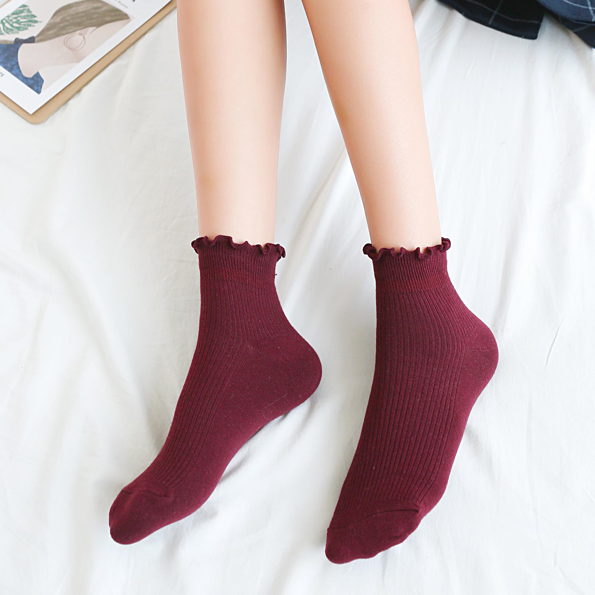 Cute Women's Ruffle Lettuce Socks - Soft Cotton Crew Socks for Boots & Casual Wear
