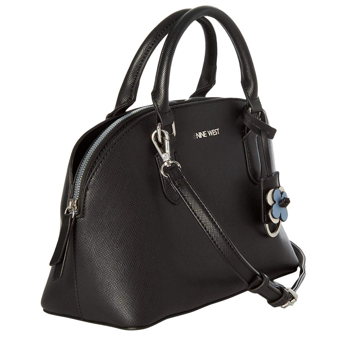 Nine West Logo Purse Handbag Crossbody & Wristlet 2-Piece Set - Black Floral Design for Women | Perfect for Work, Travel, and Evening Outings