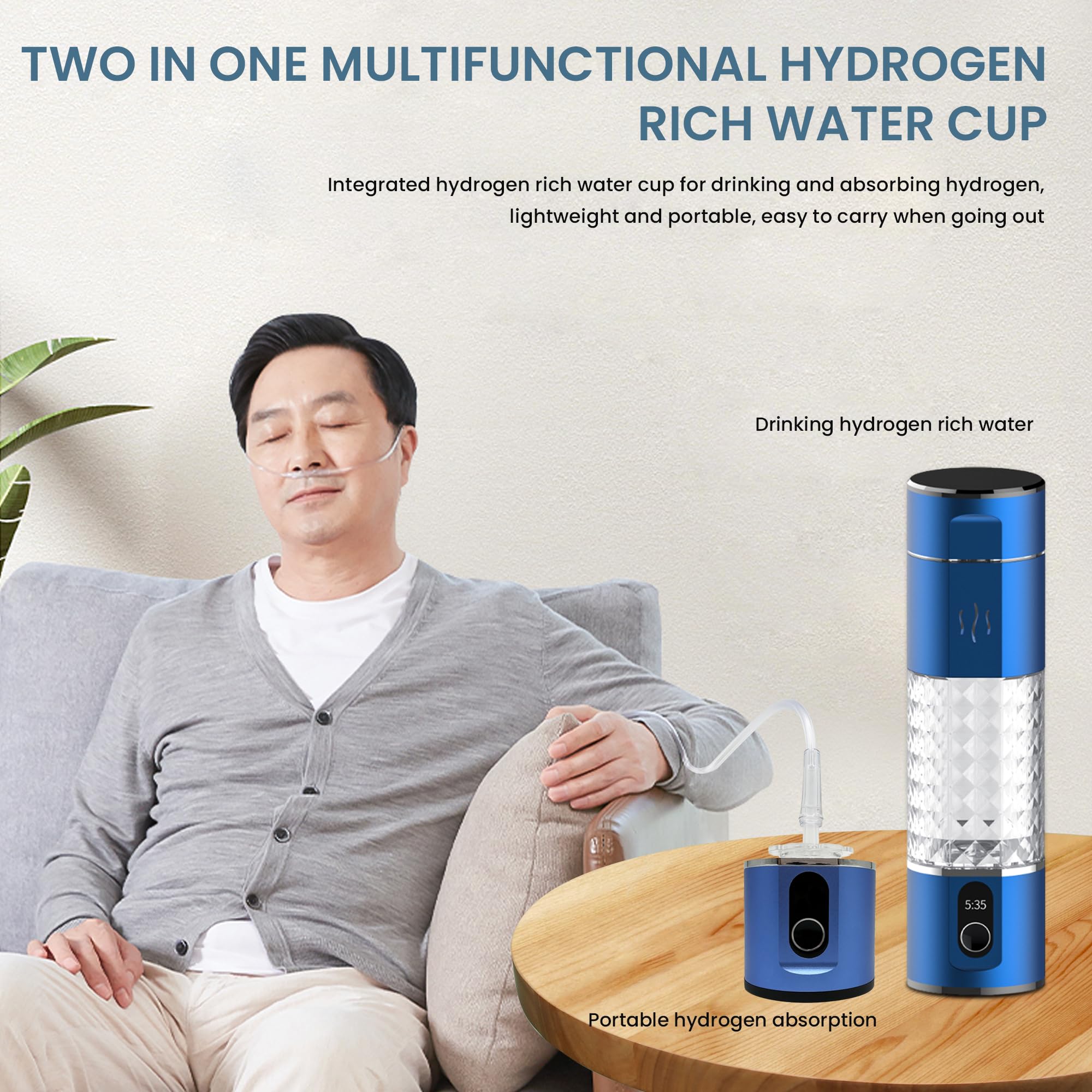 Alkadrops Hydrogen Rich Water Bottle - 5000ppb H2 Generator, Portable Rechargeable Hydrogen Water Machine for Home & Office, 290ml Capacity, 5-Min Quick Electrolysis (Blue, Model ALH16B) | Perfect for Hydration On-The-Go, Gym Workouts & Healthy Lifestyle