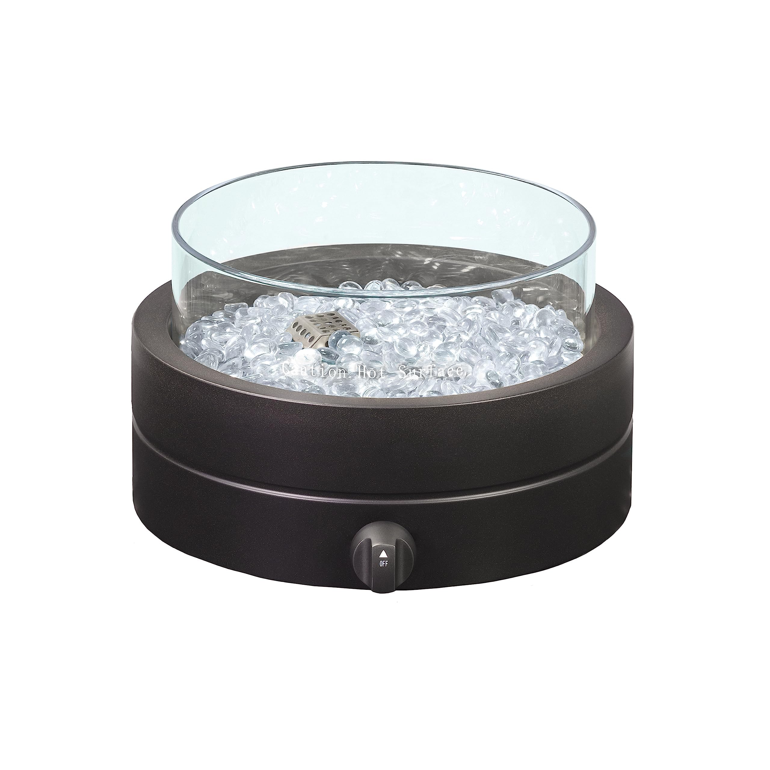 Amazon Basics 14-inch 9,000 BTU Round Tabletop Propane Fire Pit - Portable Outdoor Patio Heater for Backyard, Deck, Camping & Gatherings