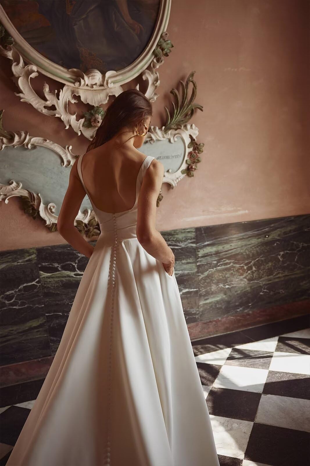 2024 Boho Wedding Dresses for Bride - Satin Beach Sleeveless Bridal Ball Gown | Perfect for Beach Weddings, Destination Elopements & Boho-Chic Bridal Looks