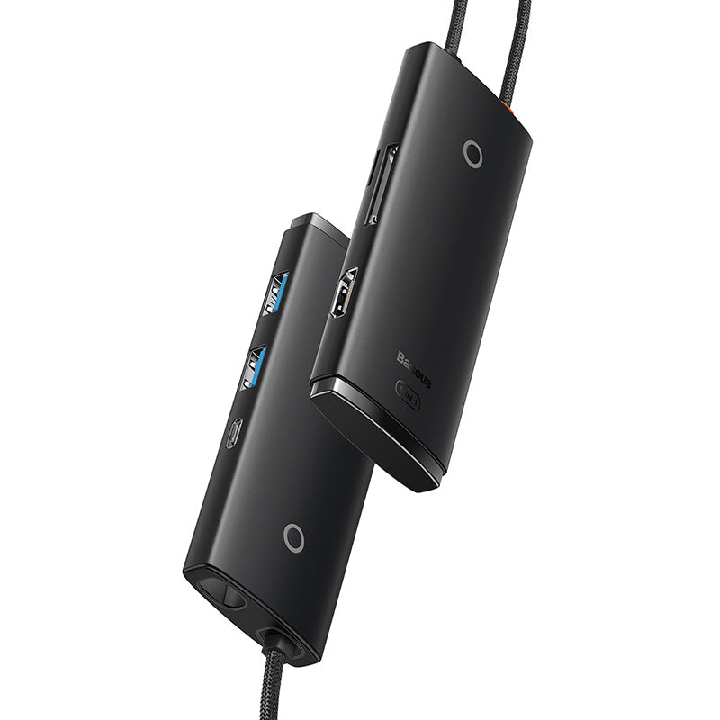 Baseus Lite Series 6-in-1 USB C Hub Adapter with HDMI, 2x USB 3.0 Ports, USB-C PD, SD/TF Card Reader - Perfect for MacBook, iPad Pro, Chromebook & More