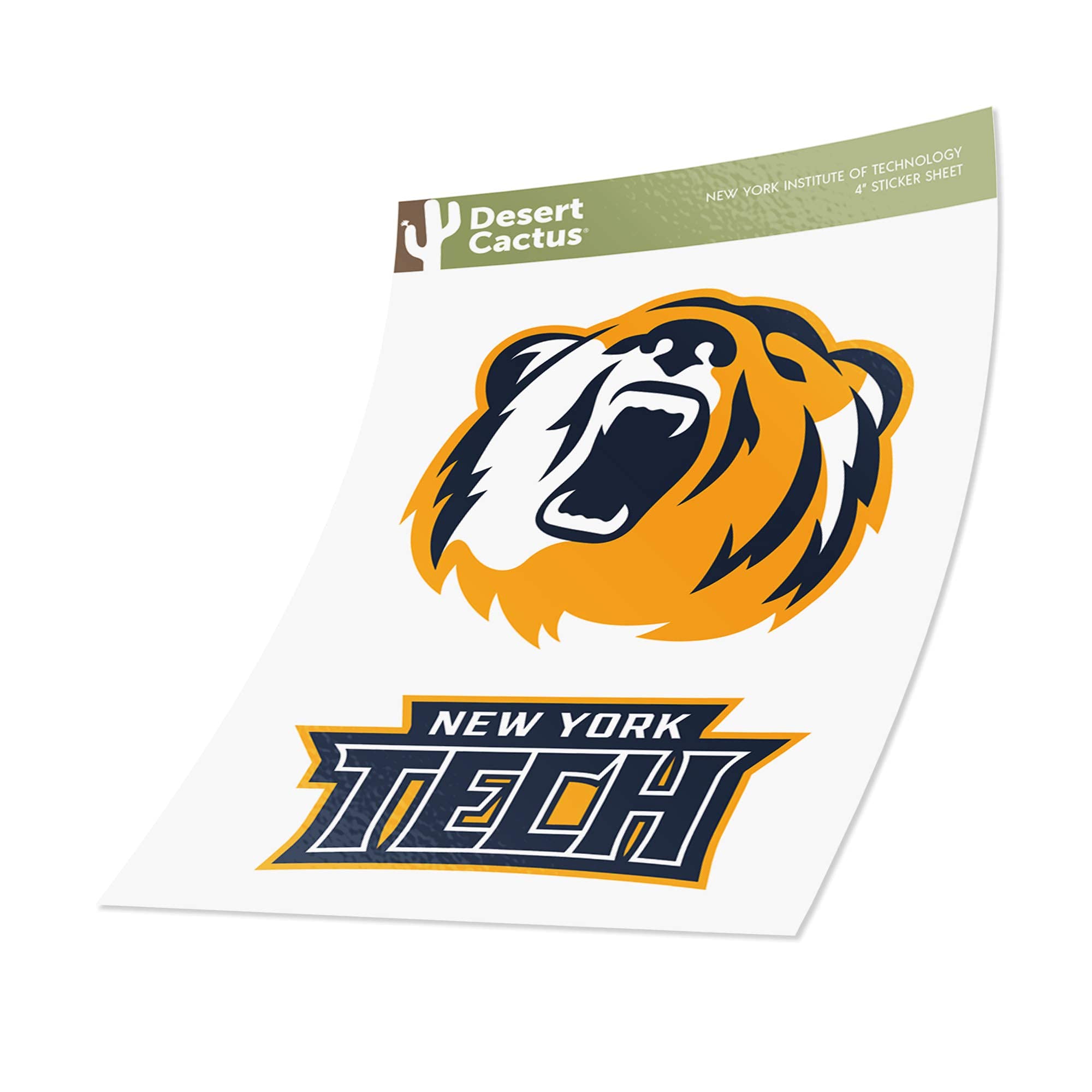 NYIT Bears Vinyl Decal Sticker Set - 4 Inch Waterproof Laptop, Water Bottle & Car Decals - Desert Cactus Design for College Students, Alumni & Fans - Perfect for Scrapbooking, School Spirit & DIY Projects