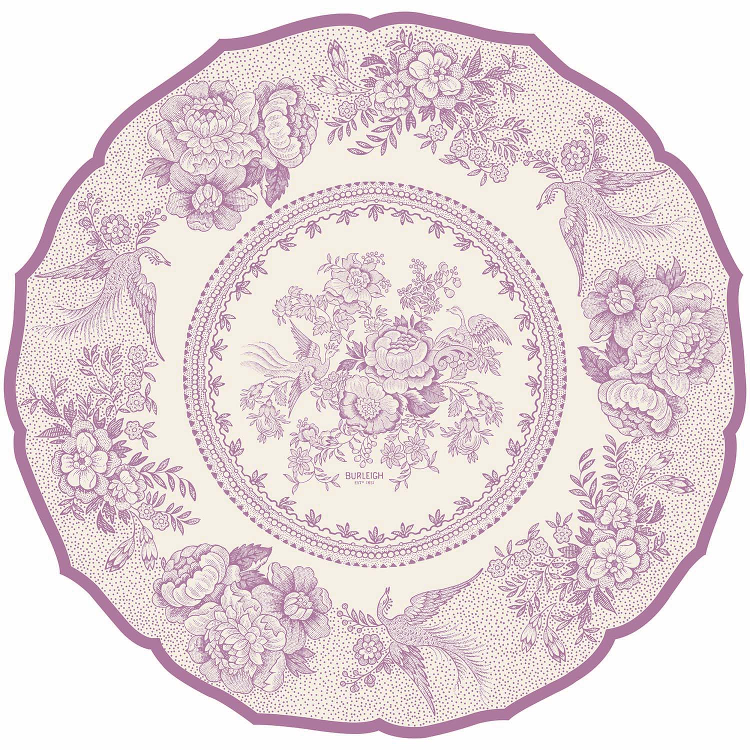 Lilac Asiatic Pheasants Die-Cut Placemats - Elegant Floral Table Setting for Dining Room & Kitchen Decor