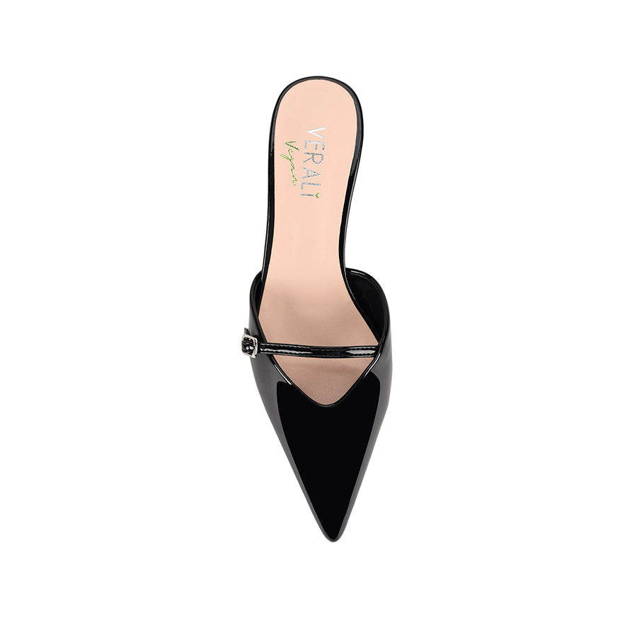 Lunar Pointed Toe Kitten Heels - Black Patent Leather Women's Shoes for Office, Party & Wedding
