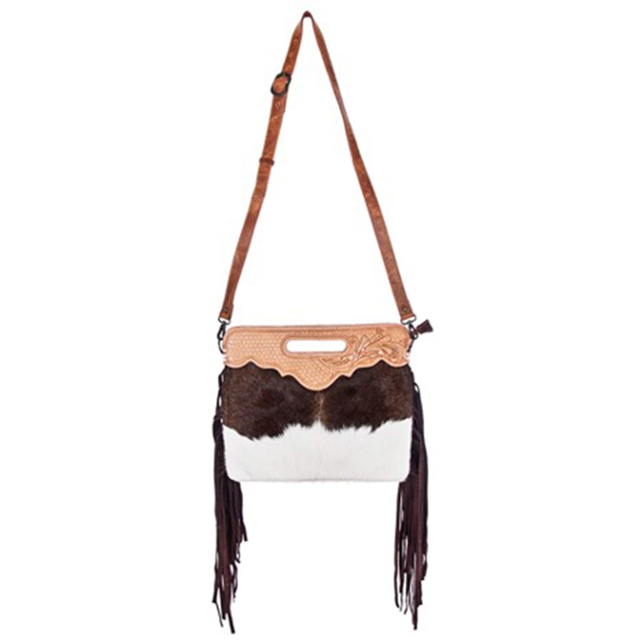 American Darling Genuine Leather Brown and White Hide Purse - Stylish Crossbody Bag for Women, Perfect for Daily Use, Shopping, and Travel