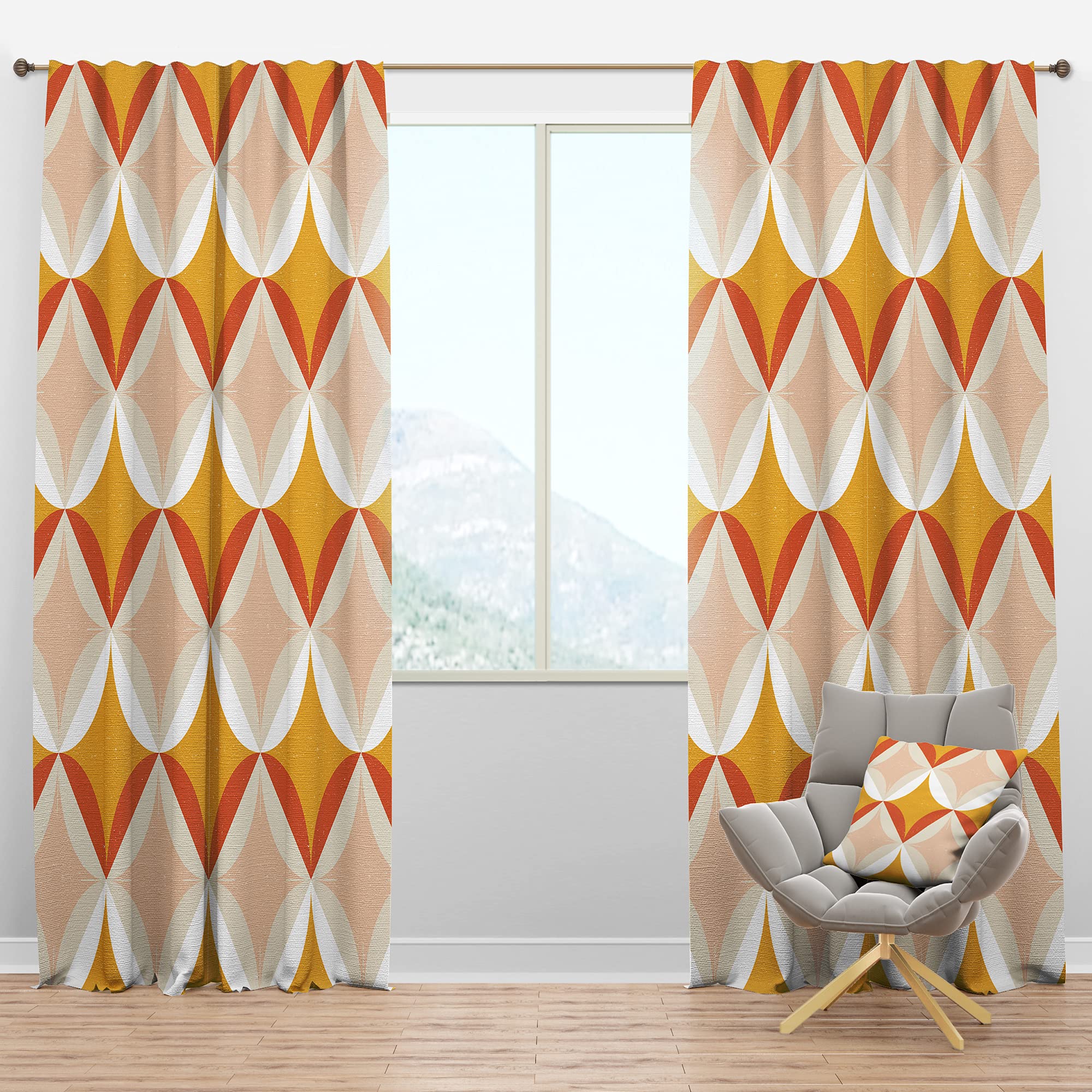 Retro Abstract Blackout Curtains - Thermal Insulated Single Panel (52x95 inches) for Bedroom & Living Room - Noise Reducing & Energy Saving Window Drapes - Perfect for Home Theater, Nursery & Shift Workers