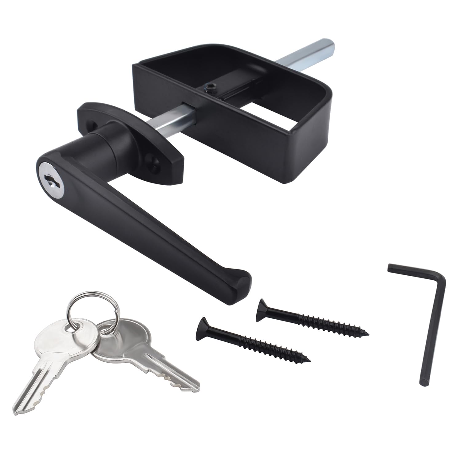 Heavy Duty Shed Door Handle Lock Kit - L-Handle Lock with 2 Keys, 5.5