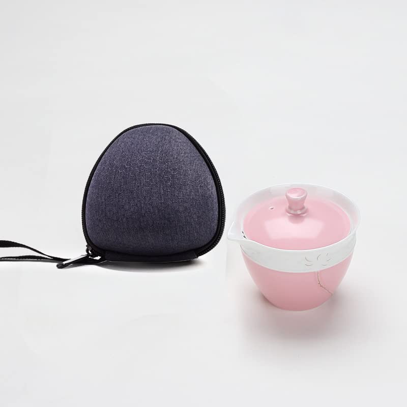 Premium Ceramic Travel Mug & Gaiwan Tea Set - Chinese Style Ceramic Tea Cup with Lid for Hot & Cold Drinks - Perfect for Home, Office, Travel & Tea Ceremonies
