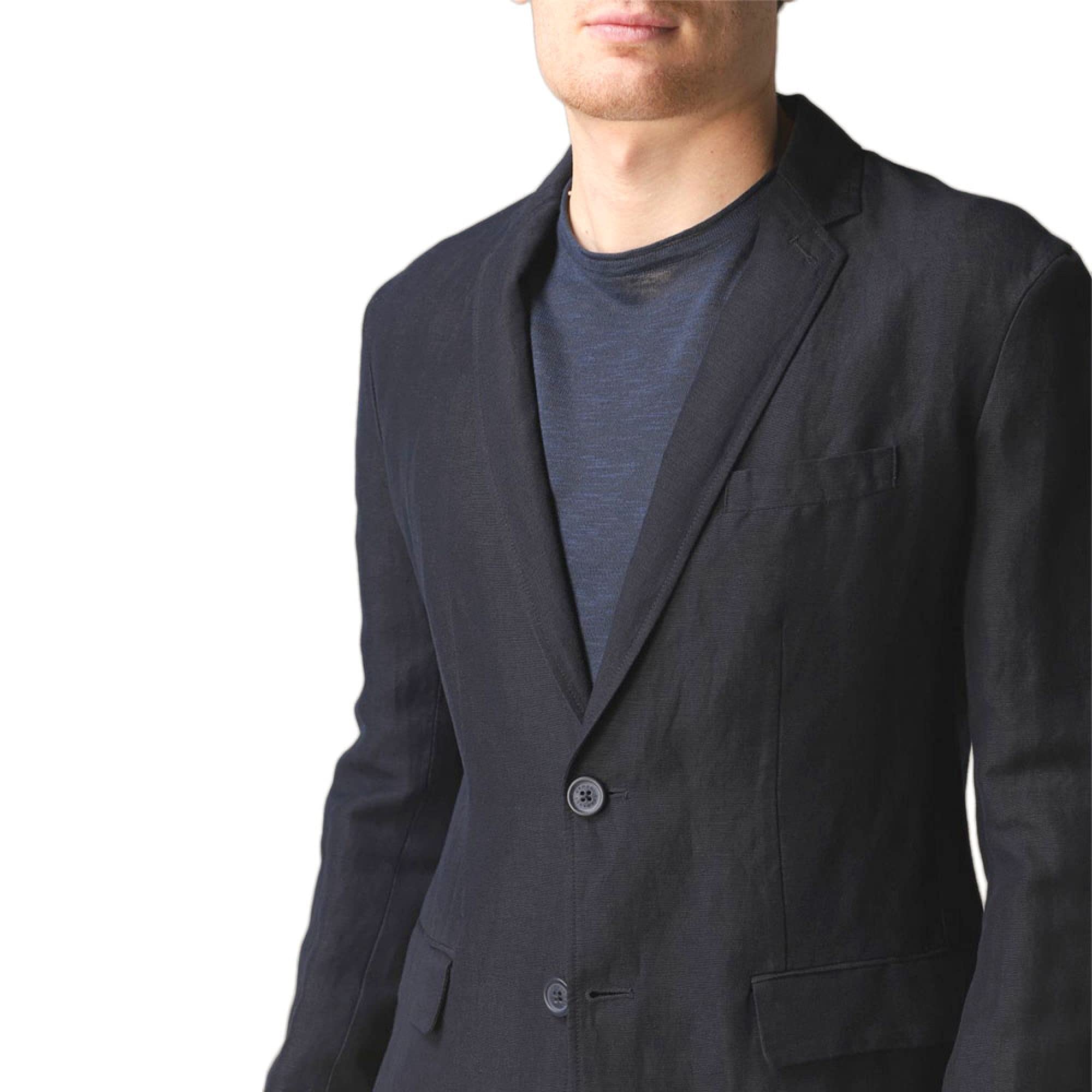Armani Exchange Men's Slim Fit Two Button Linen Blend Blazer Jacket | Lightweight Summer Business Casual Sport Coat for Weddings, Office & Outdoor Events