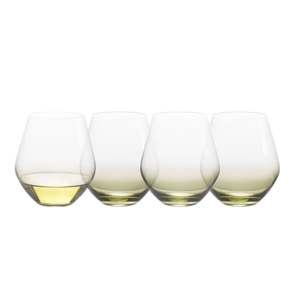 Gianna Ombre Sage Set of 4 Stemless Wine Glasses - Elegant Drinking Cups for Wine, Cocktails & Beverages - Perfect for Dinner Parties, Weddings & Home Decor
