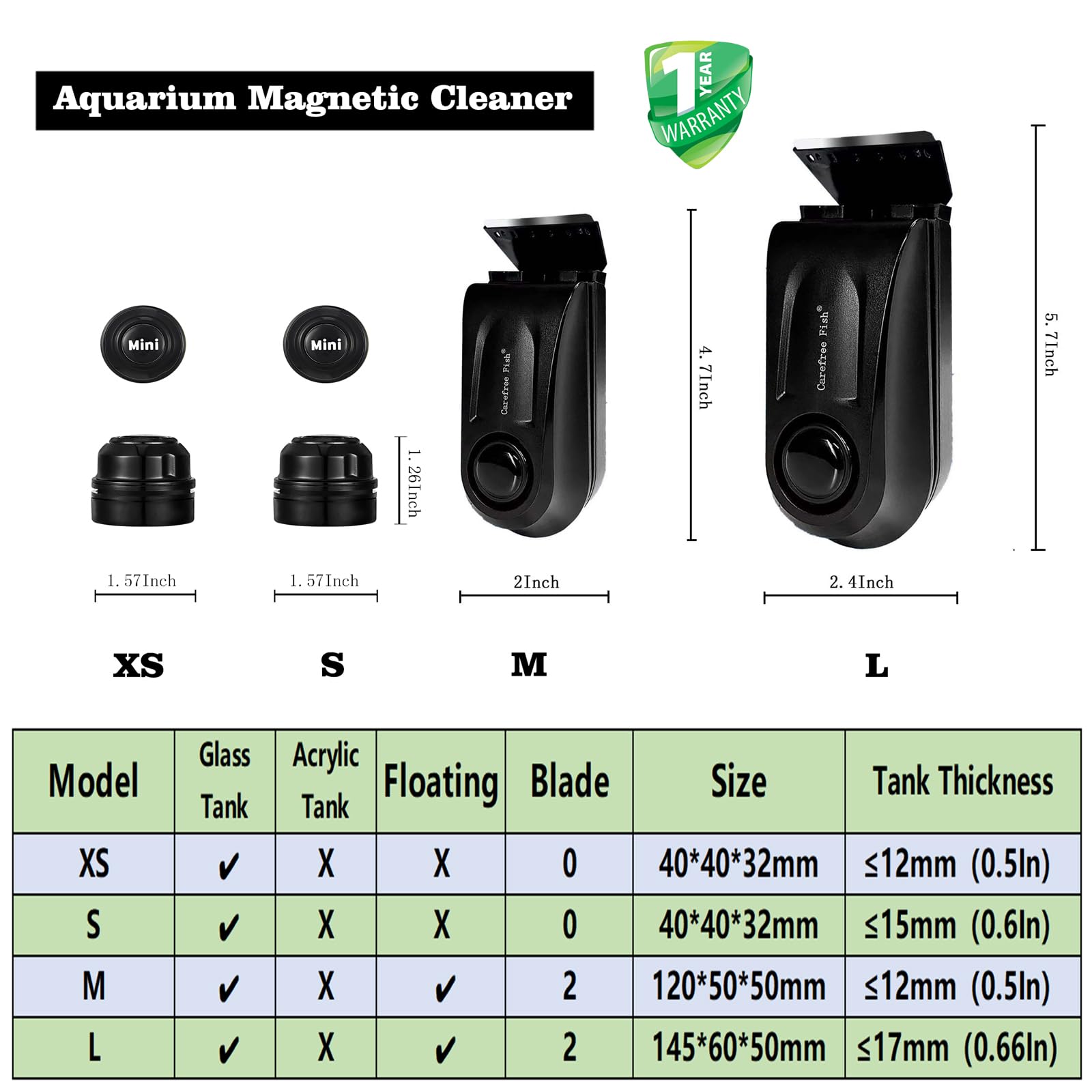 Premium Magnetic Aquarium Cleaner - Super Strong Fish Tank Glass Scrubber with Floating Design | Algae Remover Brush for Freshwater & Saltwater Tanks | Perfect for Home, Office, and Pet Store Aquariums