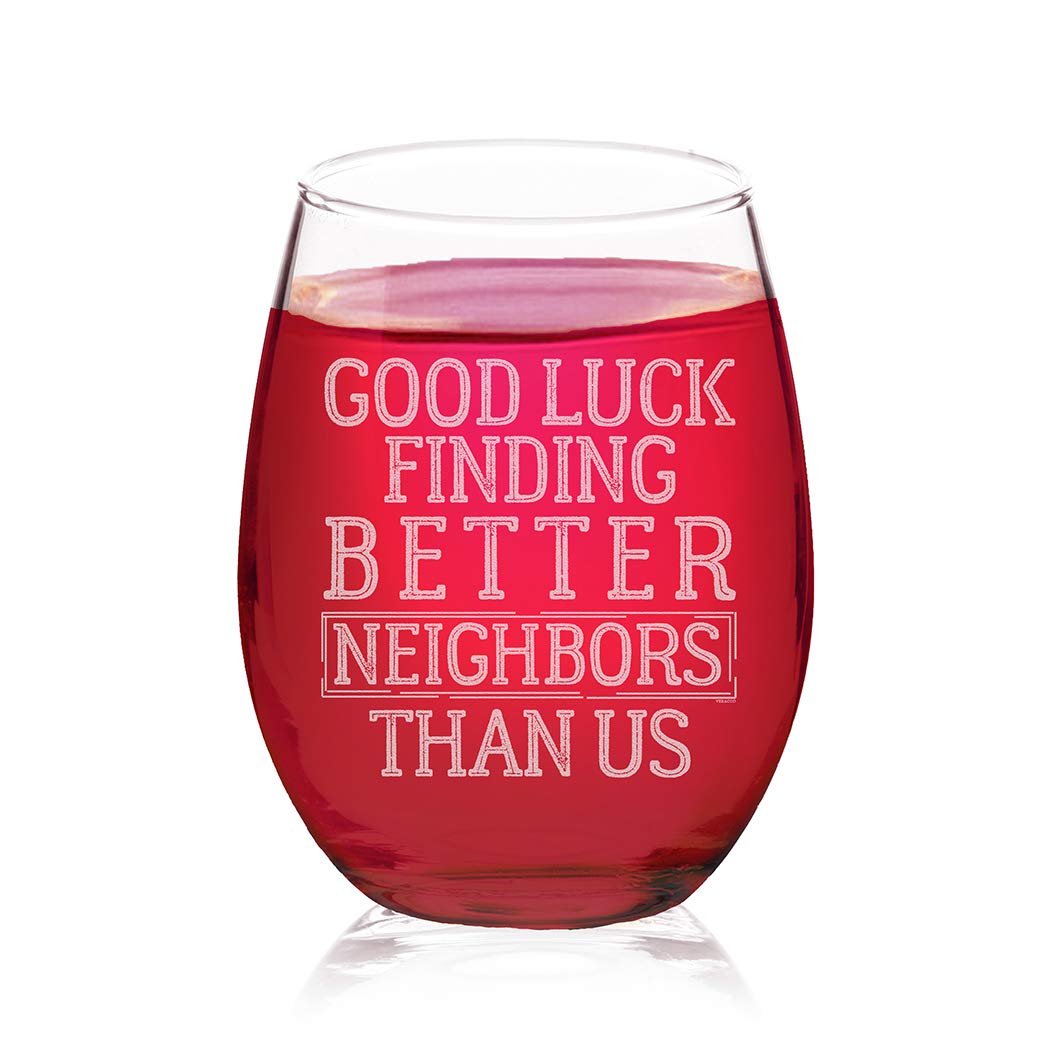 Funny Stemless Wine Glass - Best Neighbor Gift, Charcuterie Topper & Party Favors for Birthdays, Housewarming & Wine Accessories - Perfect for Wine Nights, Gifts & Entertaining