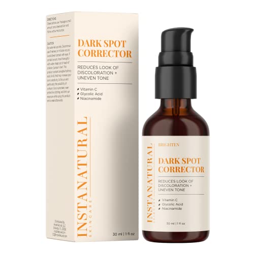 InstaNatural Dark Spot Corrector Face Serum with Glycolic Acid & Niacinamide - Brightens Skin, Reduces Hyperpigmentation, Sun Spots & Acne Scars - 1 Fl Oz - Perfect for Daily Skincare Routine & Post-Acne Treatment