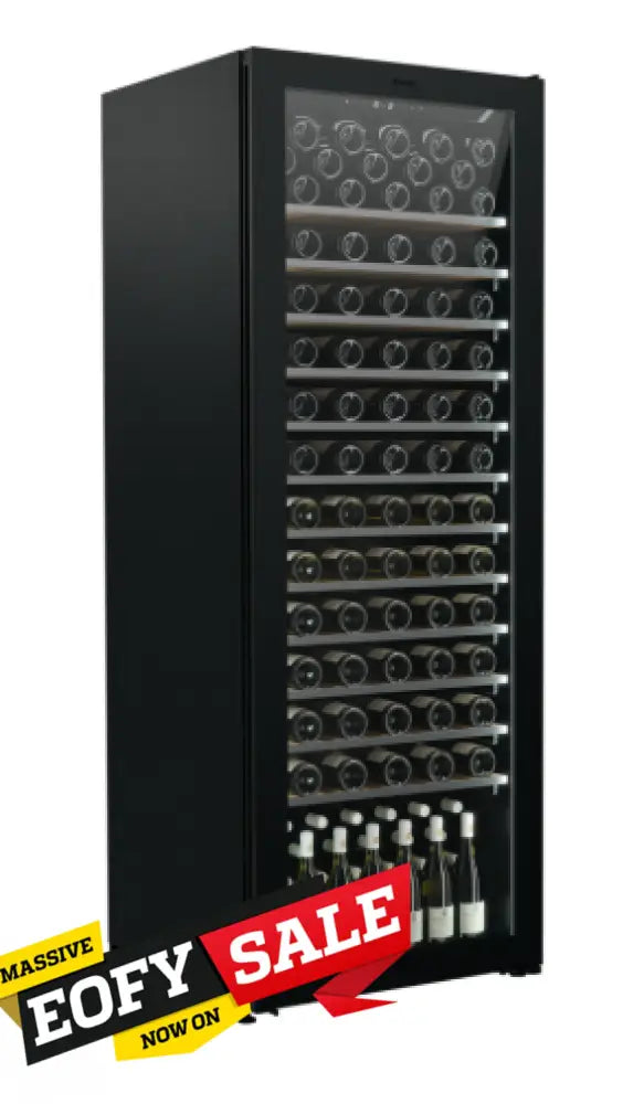 VINTEC VWM306PBA-R Premium 180 Bottle Wine Cooler with Adjustable Telescopic Shelves - Right Hinged Door for Home Bar, Restaurant, or Wine Cellar Storage