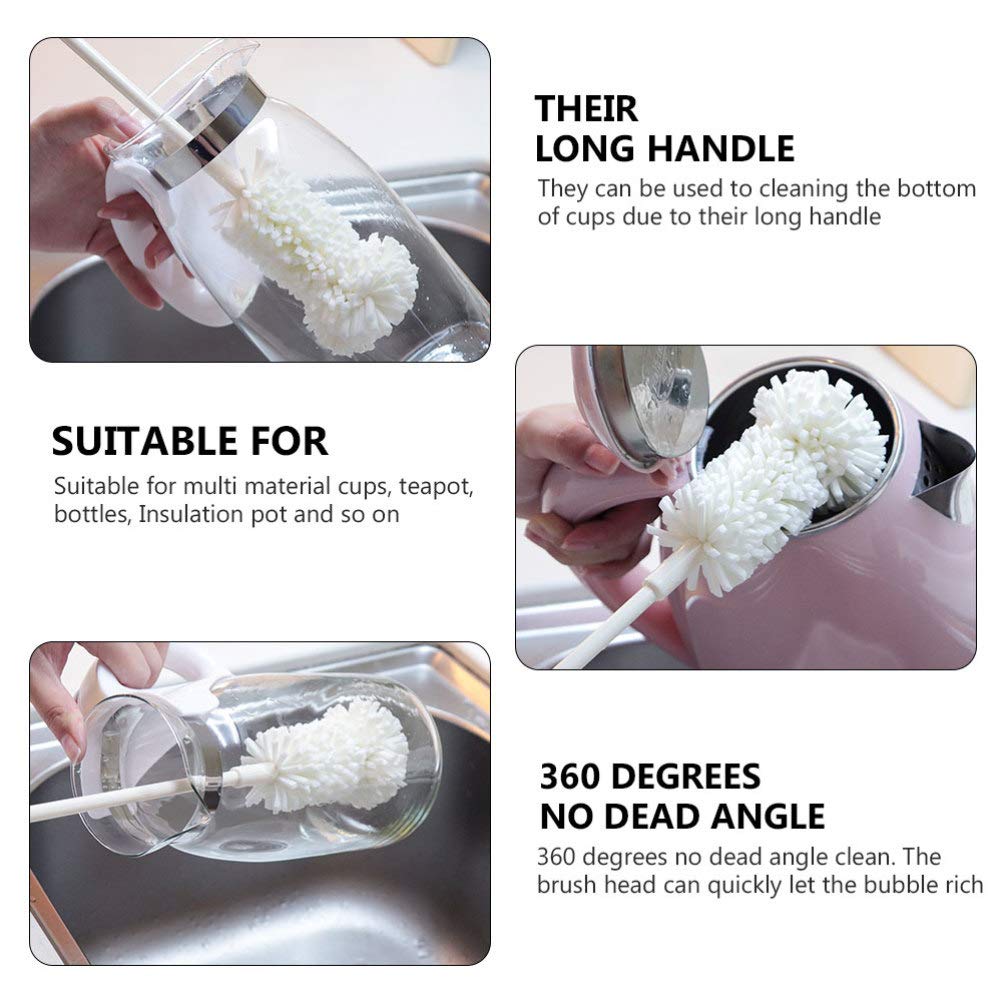 Healifty 2-Pack Silicone Handle Bottle Cleaning Brush Set - Durable Sponge & Brush for Glass Bottles, Coffee Mugs, Beer & Sports Bottles - Perfect for Dishwashing, Home Kitchen & Camping Use
