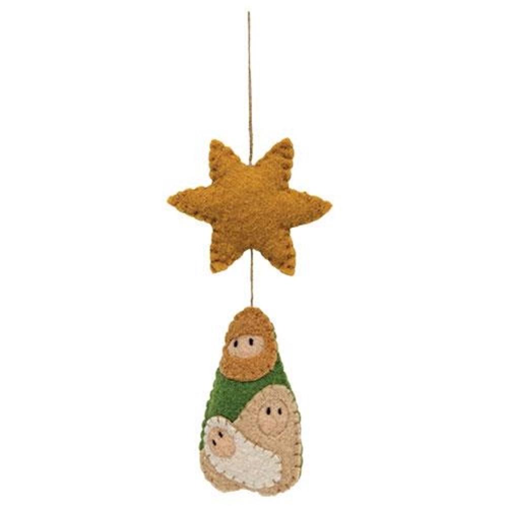 Handmade Felted Holy Family Christmas Ornament - Nativity Scene Decor for Tree, Mantel & Holiday Home Decorations