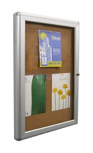 8.5 x 11 Inch White Cork Bulletin Board with Lockable Door - Wall Mount Office Memo Board for Home, Classroom & Office Organization (Rounded Corners, Single Door)