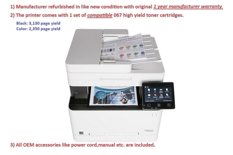 MF654Cdw Wireless Color Laser Printer - Duplex Printing, 22ppm, Multifunction (Copy/Scan/Fax) - Manufacturer Renewed with 1-Year Warranty | Ideal for Home Office & Small Business Printing Needs