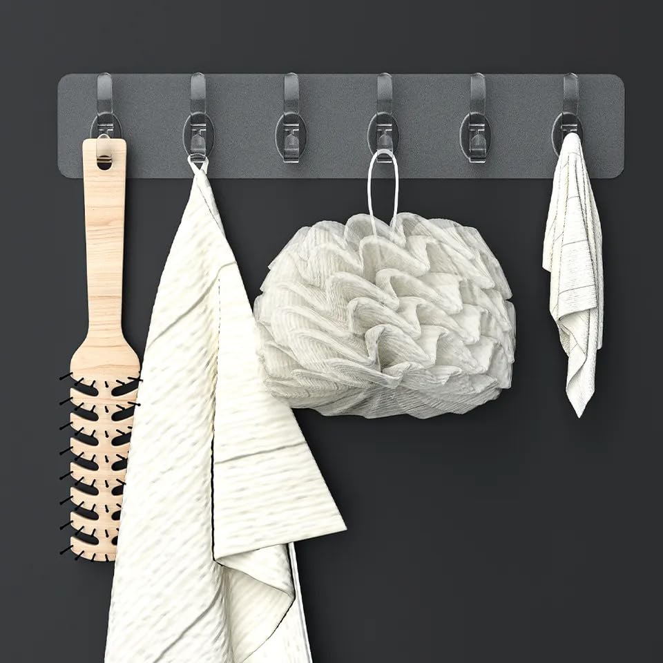 5Pcs Heavy Duty Self Adhesive Wall Hooks - No Drill Needed for Hanging Clothes, Towels, Bathroom Accessories & Napkin Holders | Waterproof, Clear & Reusable | Perfect for Home, Office & Dorm Organization