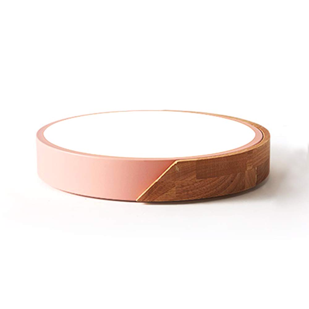 Round LED Ceiling Light with Stepless Dimming - Modern Nordic Style Macaron Bedroom Lighting - Simple Contemporary Design in Pink & Yellow (Perfect for Bedroom, Living Room, Nursery Decor)