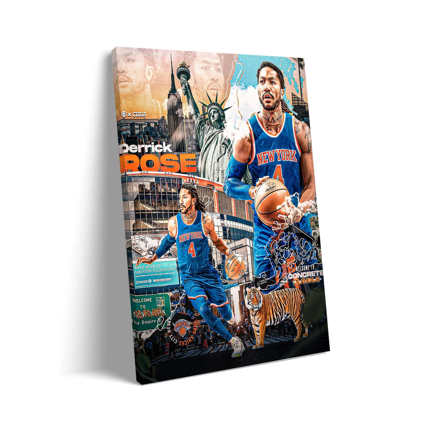 Derrick Rose NBA Basketball Poster - HD Canvas Wall Art Print of Famous Superstar - 24x36 Inches Unframed - Perfect for Home, Office & Gym Decor