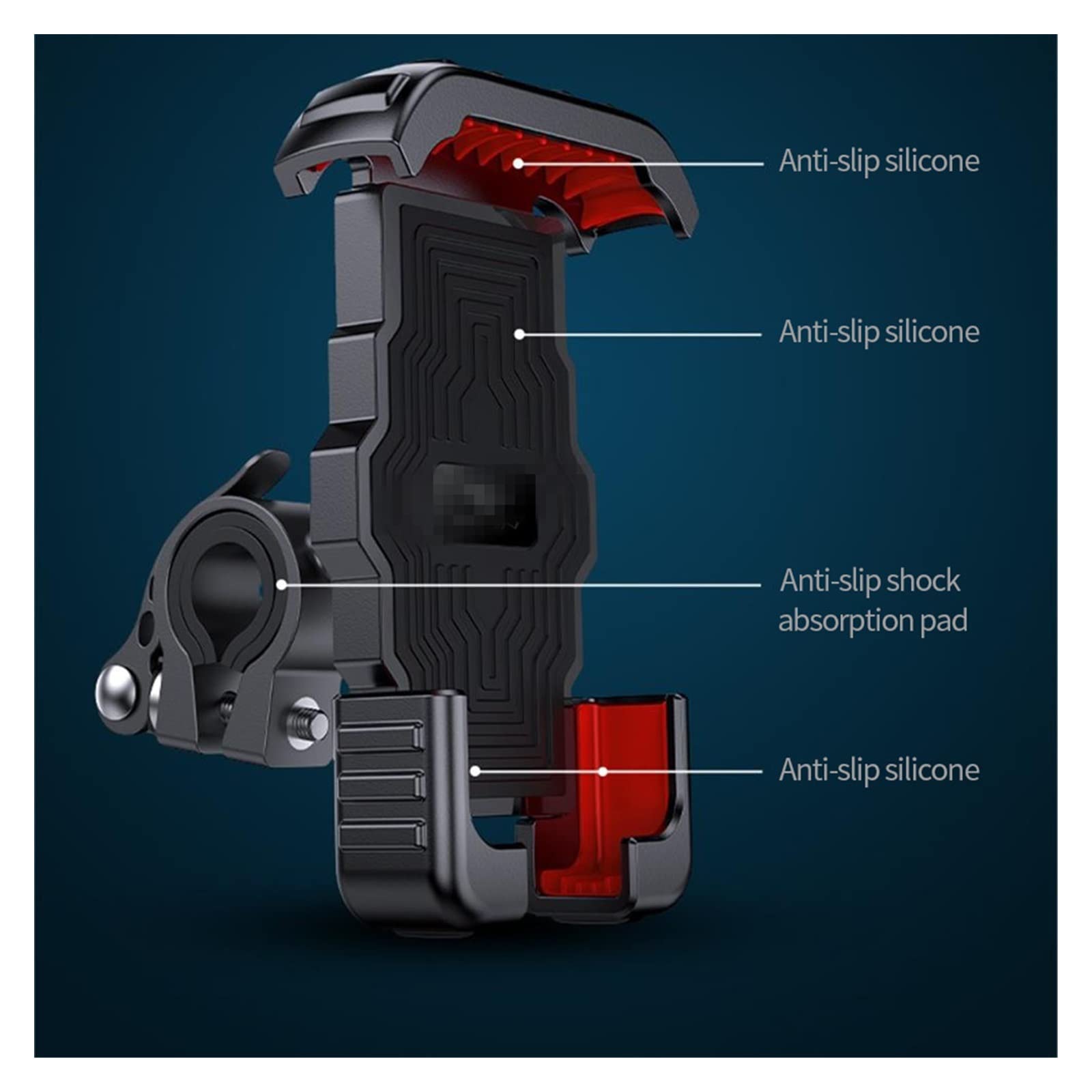 Motorcycle & Bicycle Phone Mount Holder - Anti-Slip Bike Phone Bracket for Cycling & Riding (Black) - Perfect for GPS Navigation & Adventure Sports
