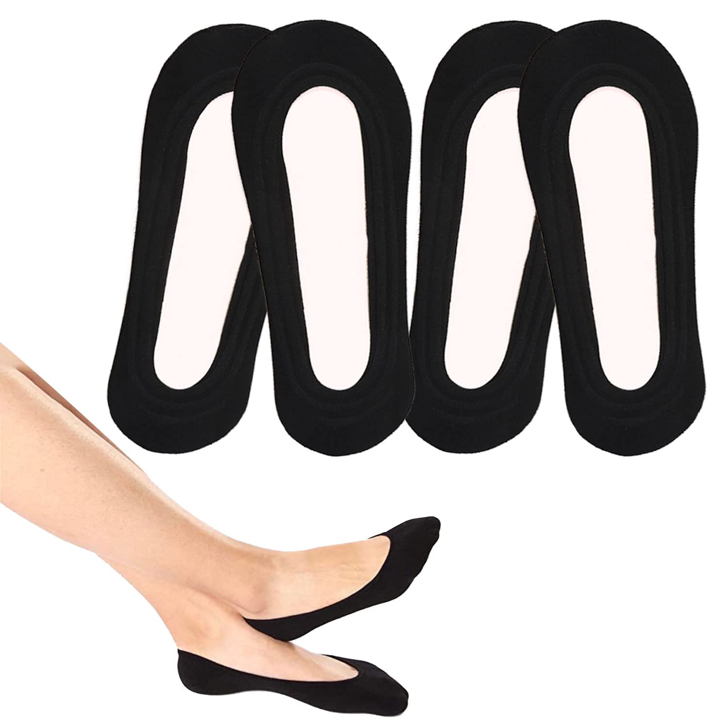 LECTNORE Women's No Show Socks - Ultra Low Cut Invisible Socks with Non-Slip Silicone Strips for Sneakers, High Heels & Loafers | Comfortable & Breathable for Everyday Wear