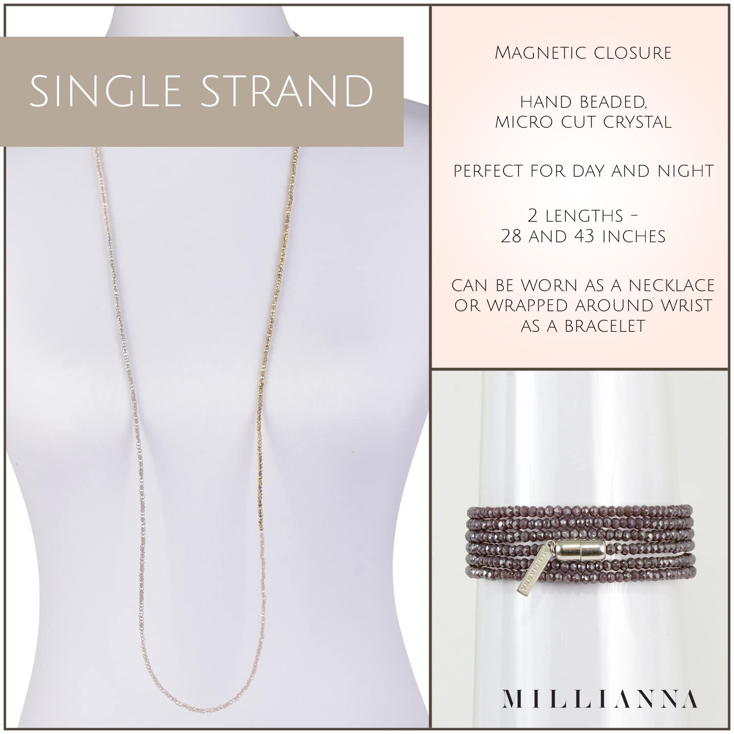 Handmade 2-in-1 Adjustable Necklace & Bracelet Set with Micro Cut Crystals - Elegant Layering Jewelry for Women - Perfect for Weddings, Date Nights & Everyday Wear